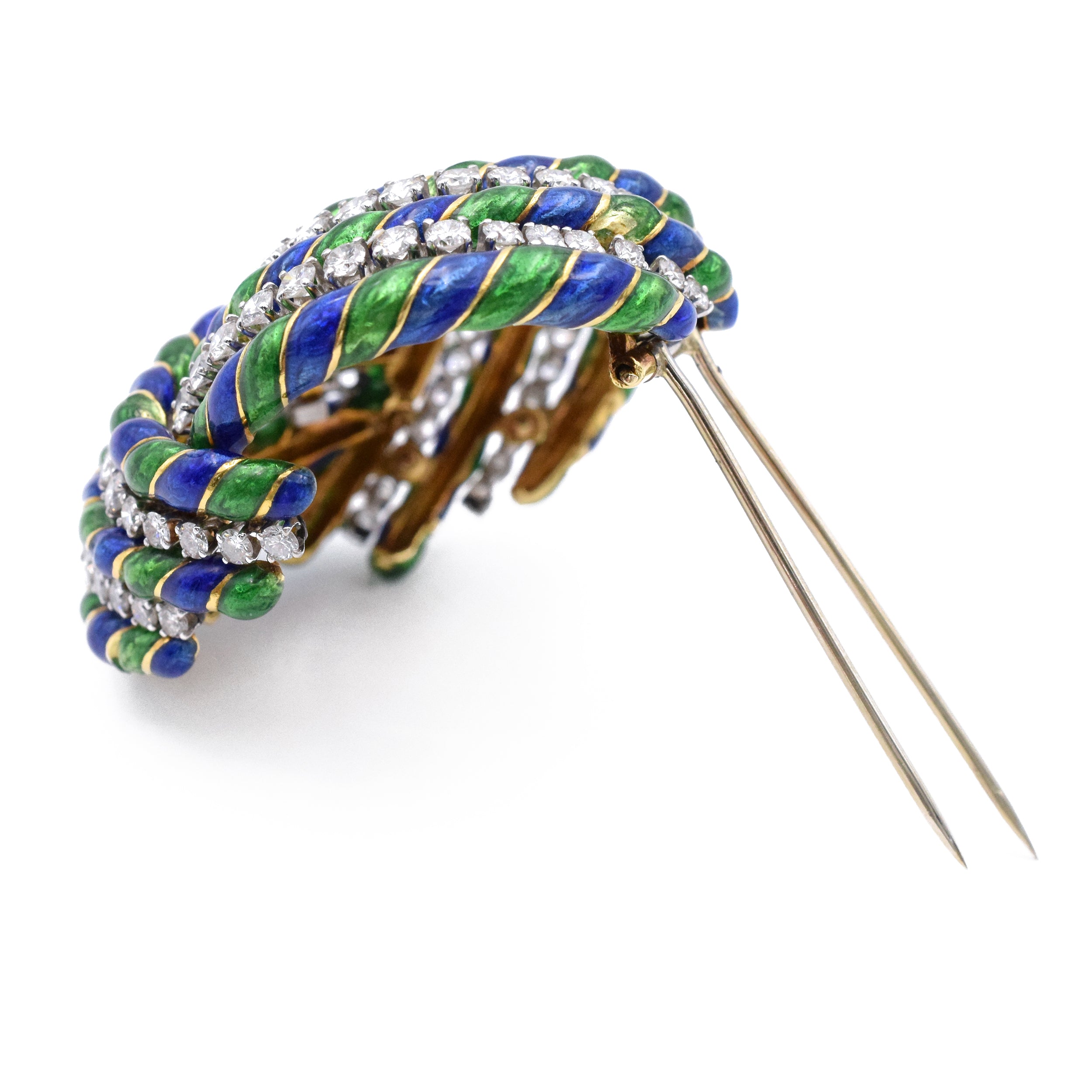 Vintage 6ct Diamond & Enamel Brooch by David Webb