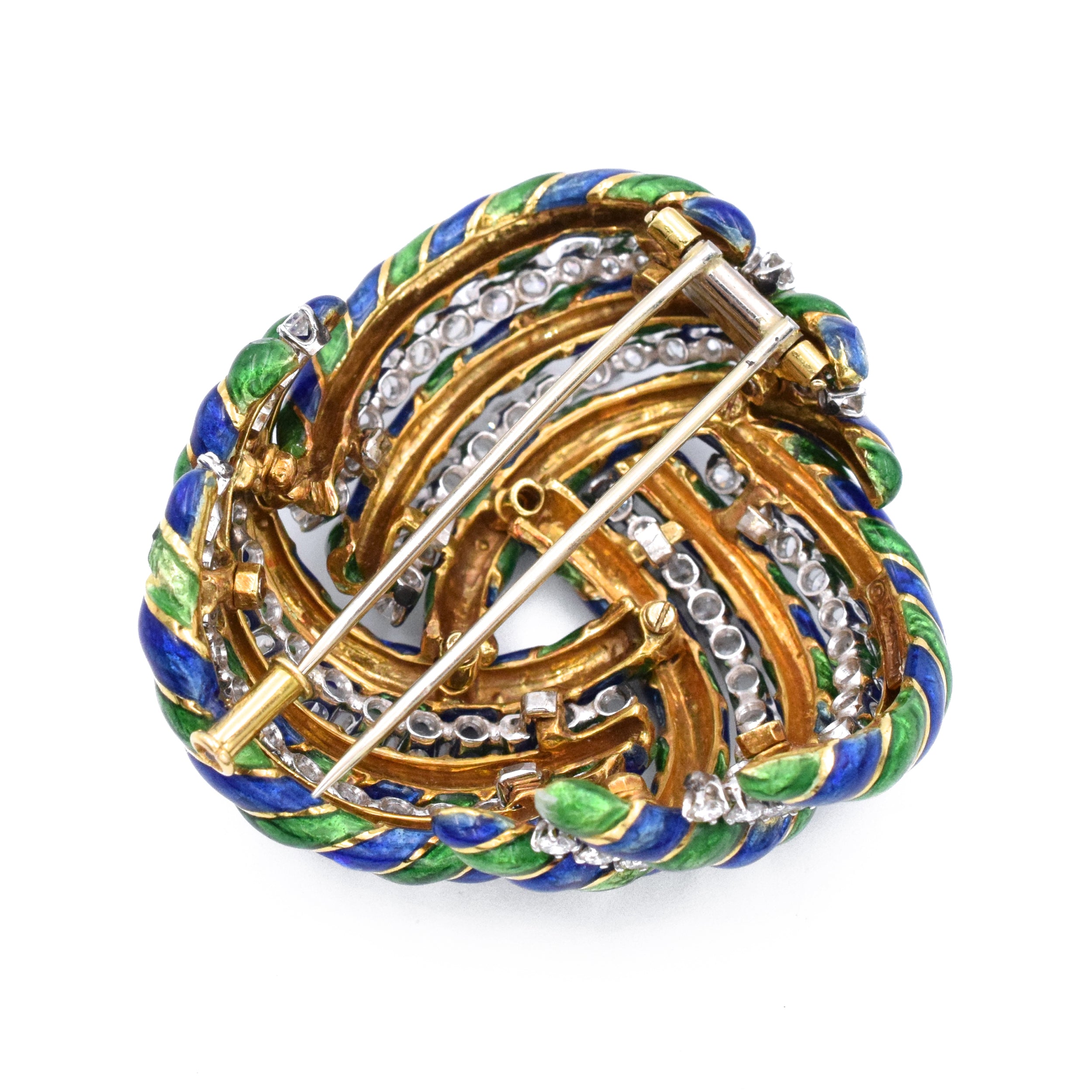 Vintage 6ct Diamond & Enamel Brooch by David Webb