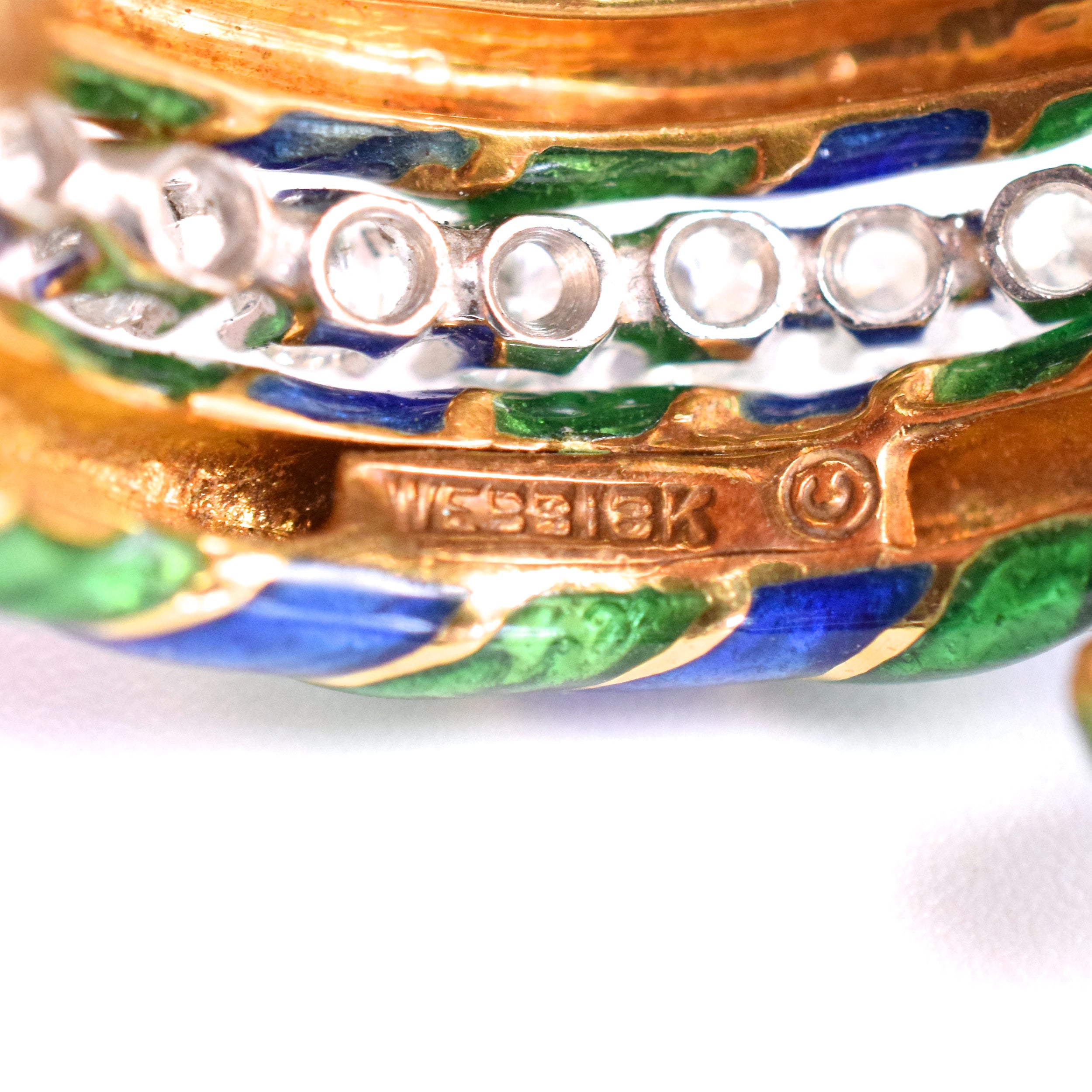 Vintage 6ct Diamond & Enamel Brooch by David Webb