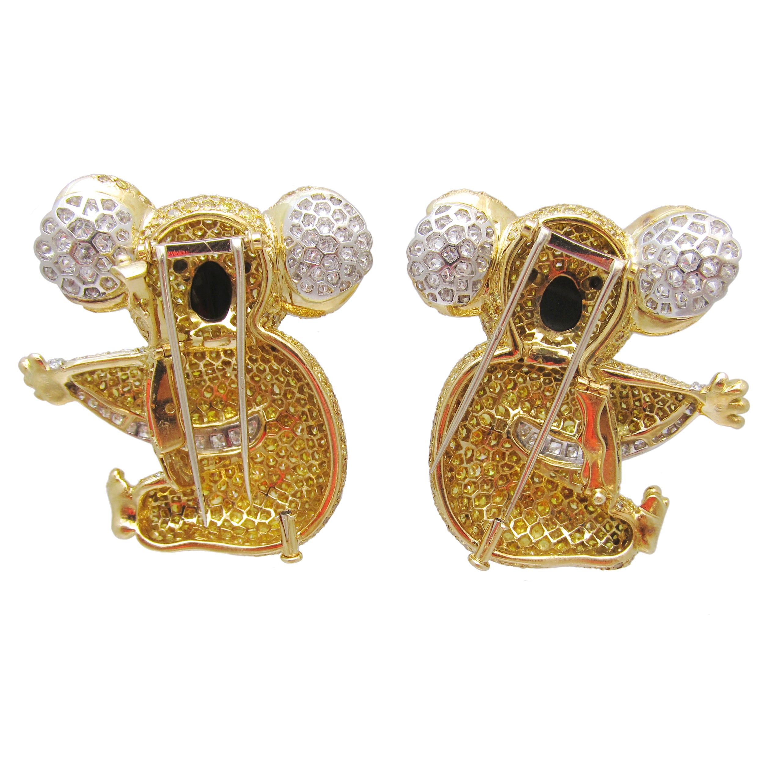 1990's Graff Yellow Diamond Two Koala Bears Detachable Brooch