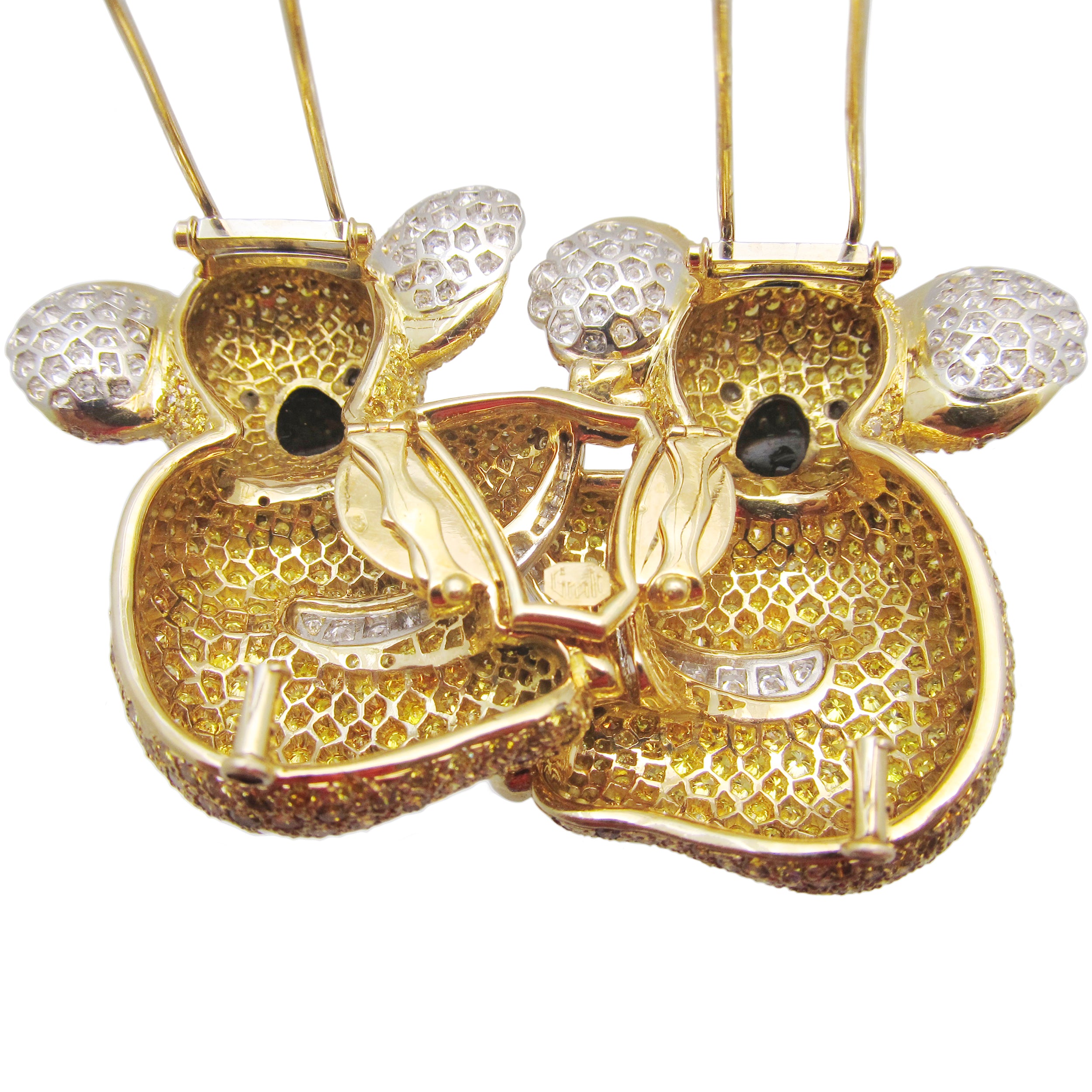 1990's Graff Yellow Diamond Two Koala Bears Detachable Brooch