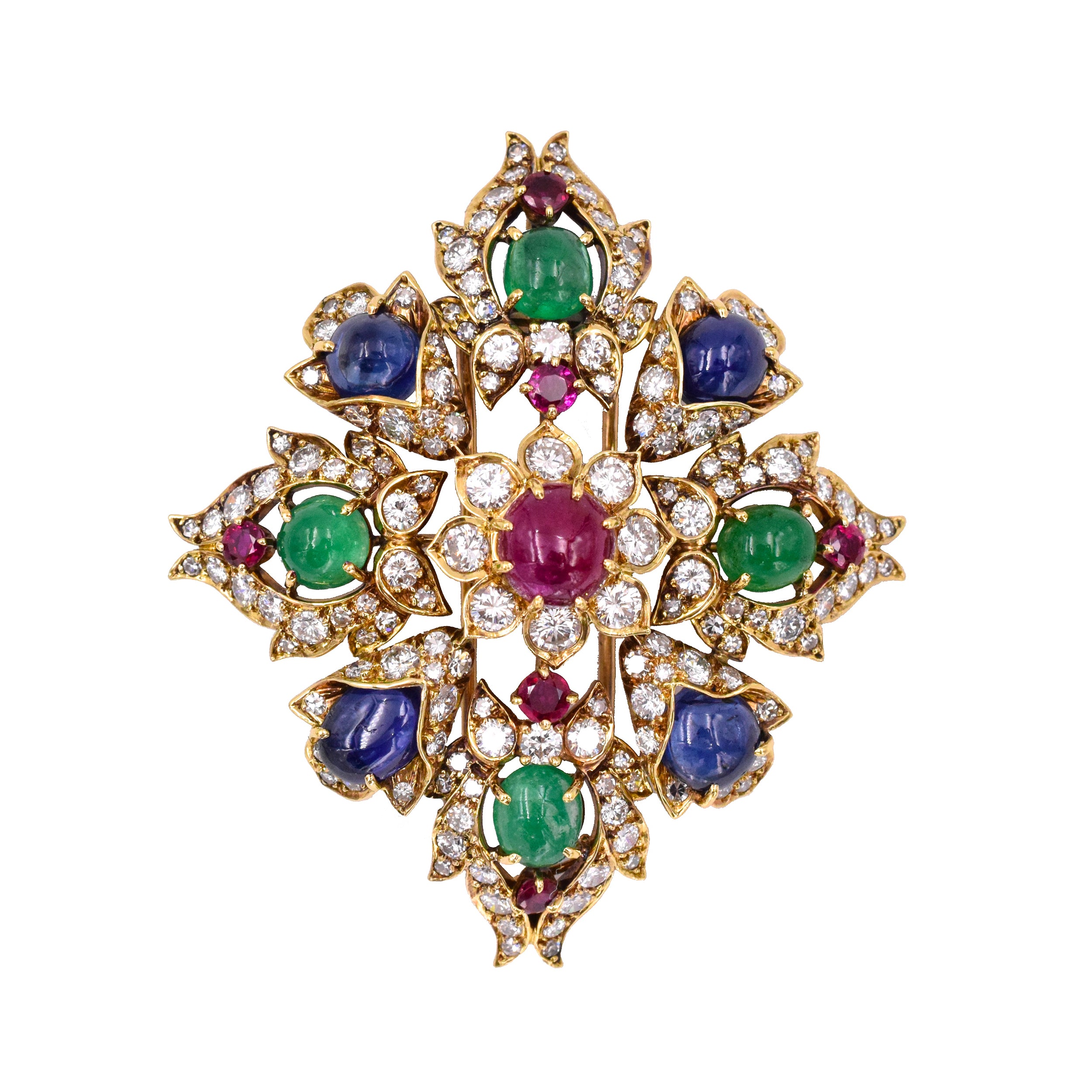 1960's Ruby, Emerald, Sapphire & Diamond Brooch & Pendant by Van Cleef & Arpels