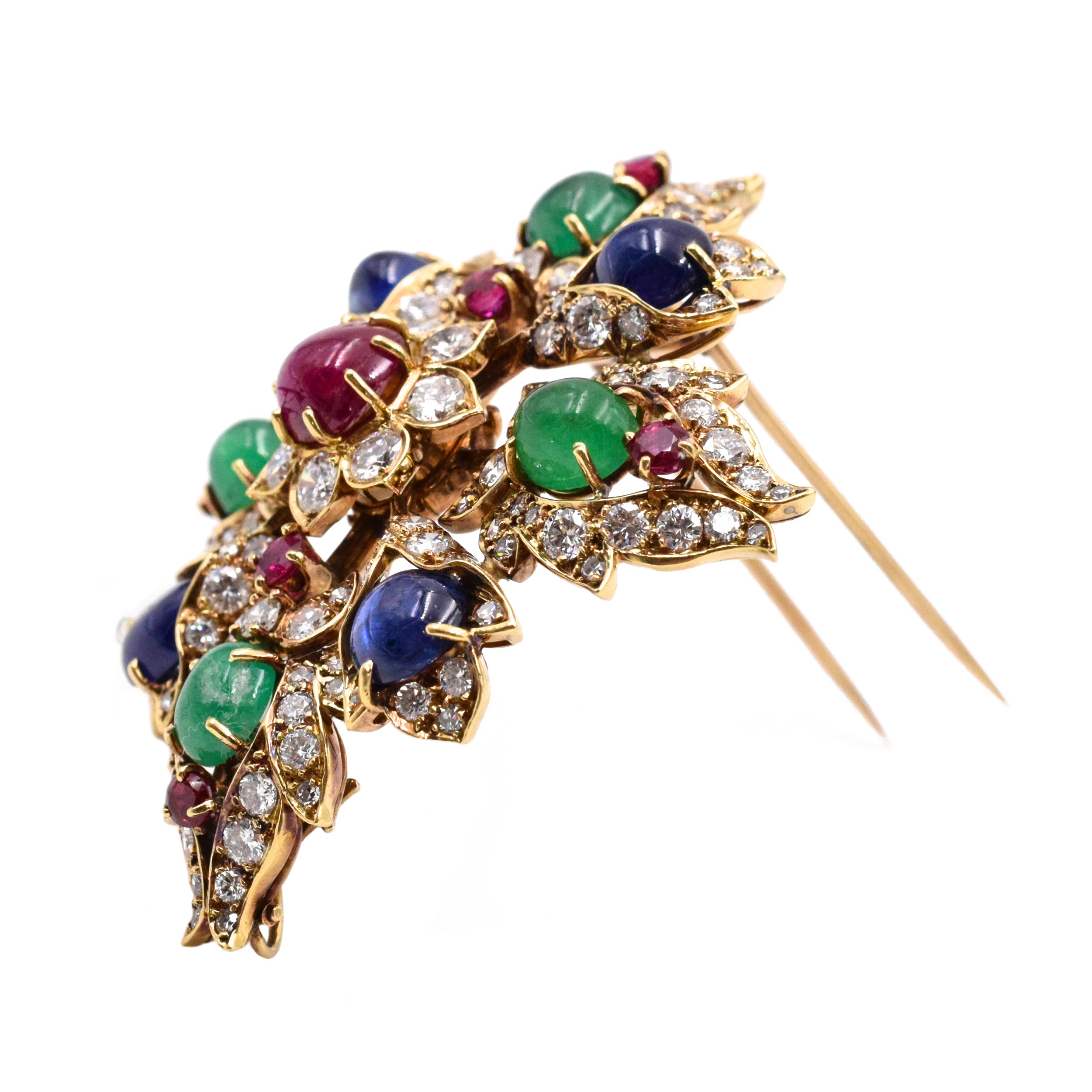 1960's Ruby, Emerald, Sapphire & Diamond Brooch & Pendant by Van Cleef & Arpels