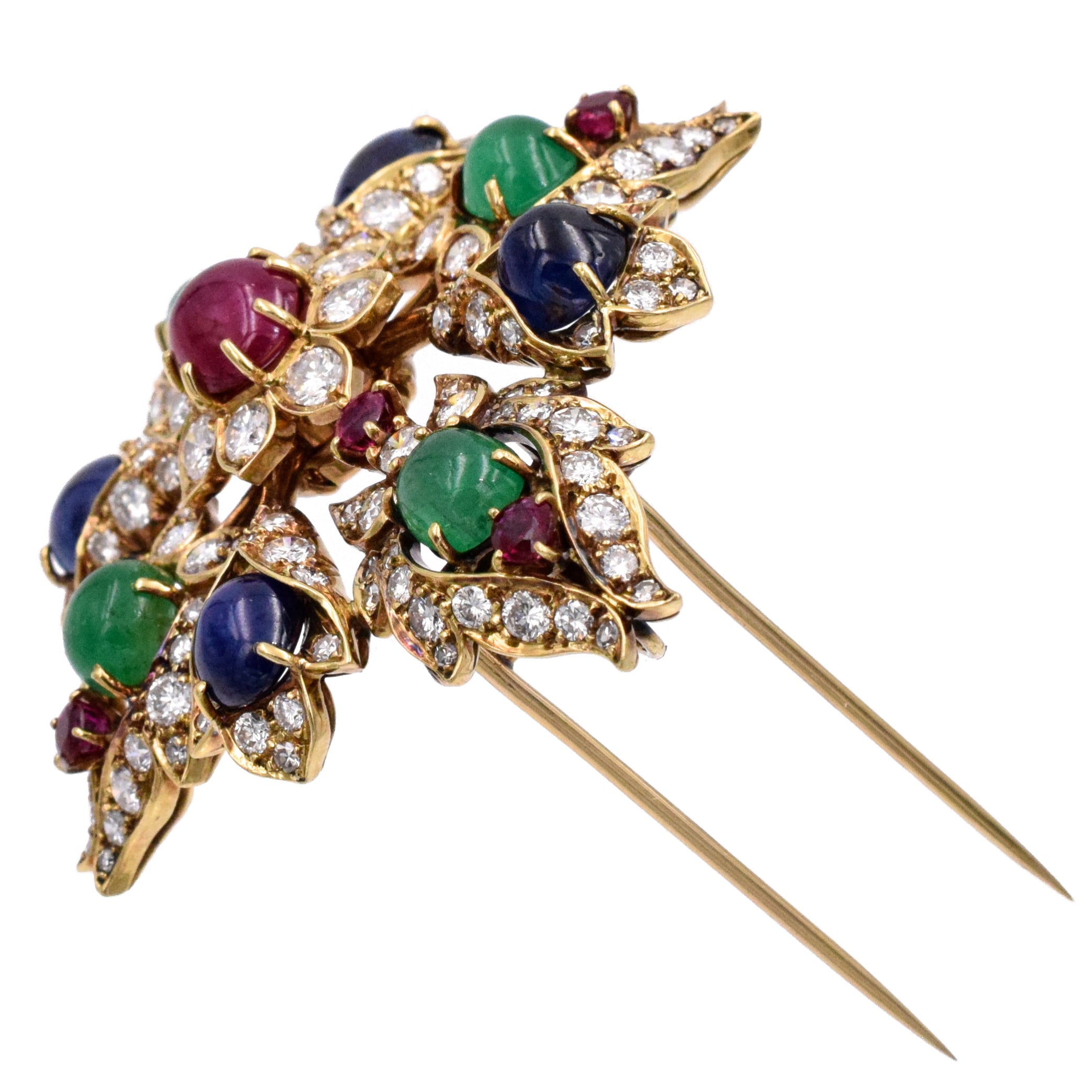 1960's Ruby, Emerald, Sapphire & Diamond Brooch & Pendant by Van Cleef & Arpels