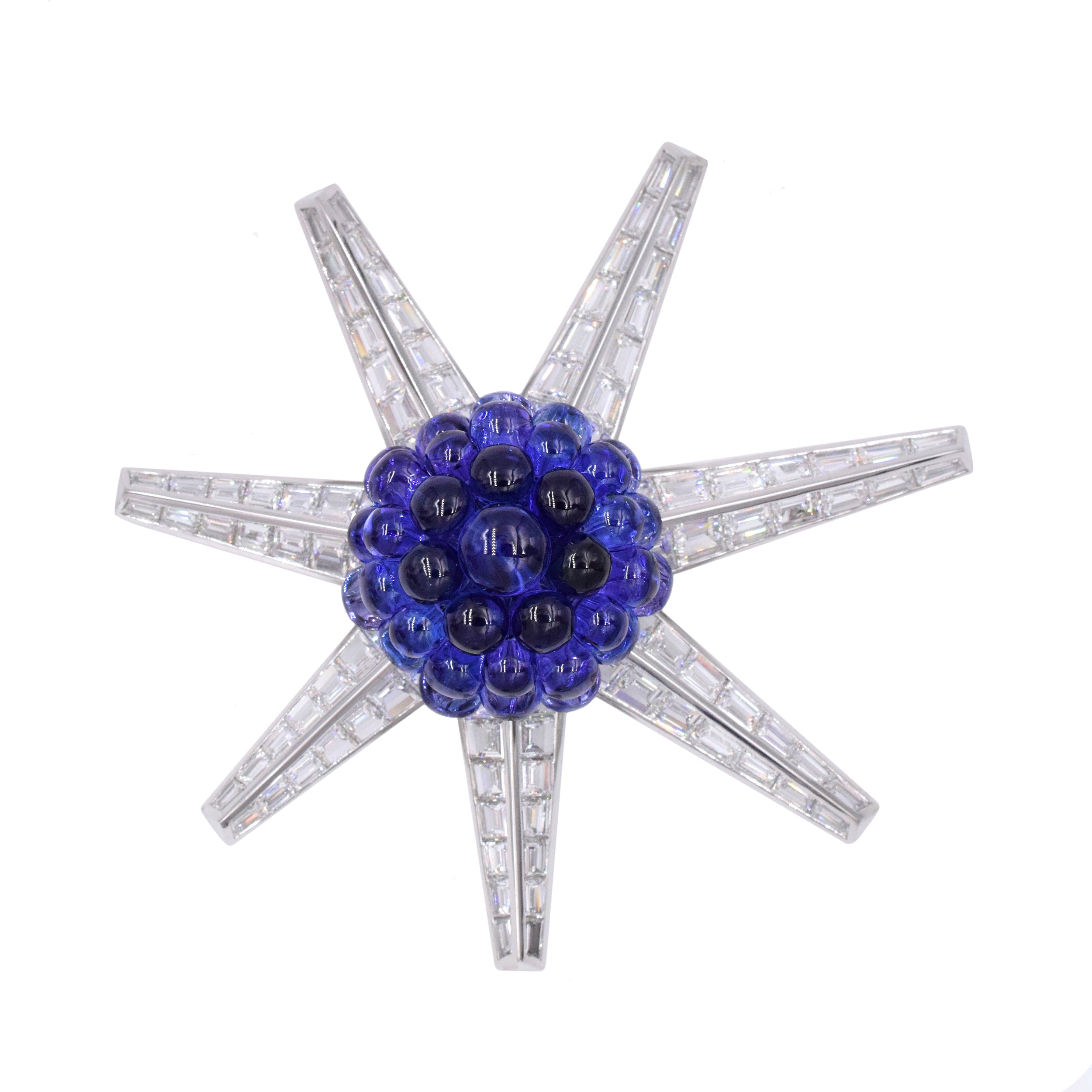 Tiffany & Co.  57.0ct Tanzanite & 21.0ct Diamond Starburst Brooch In Platinum