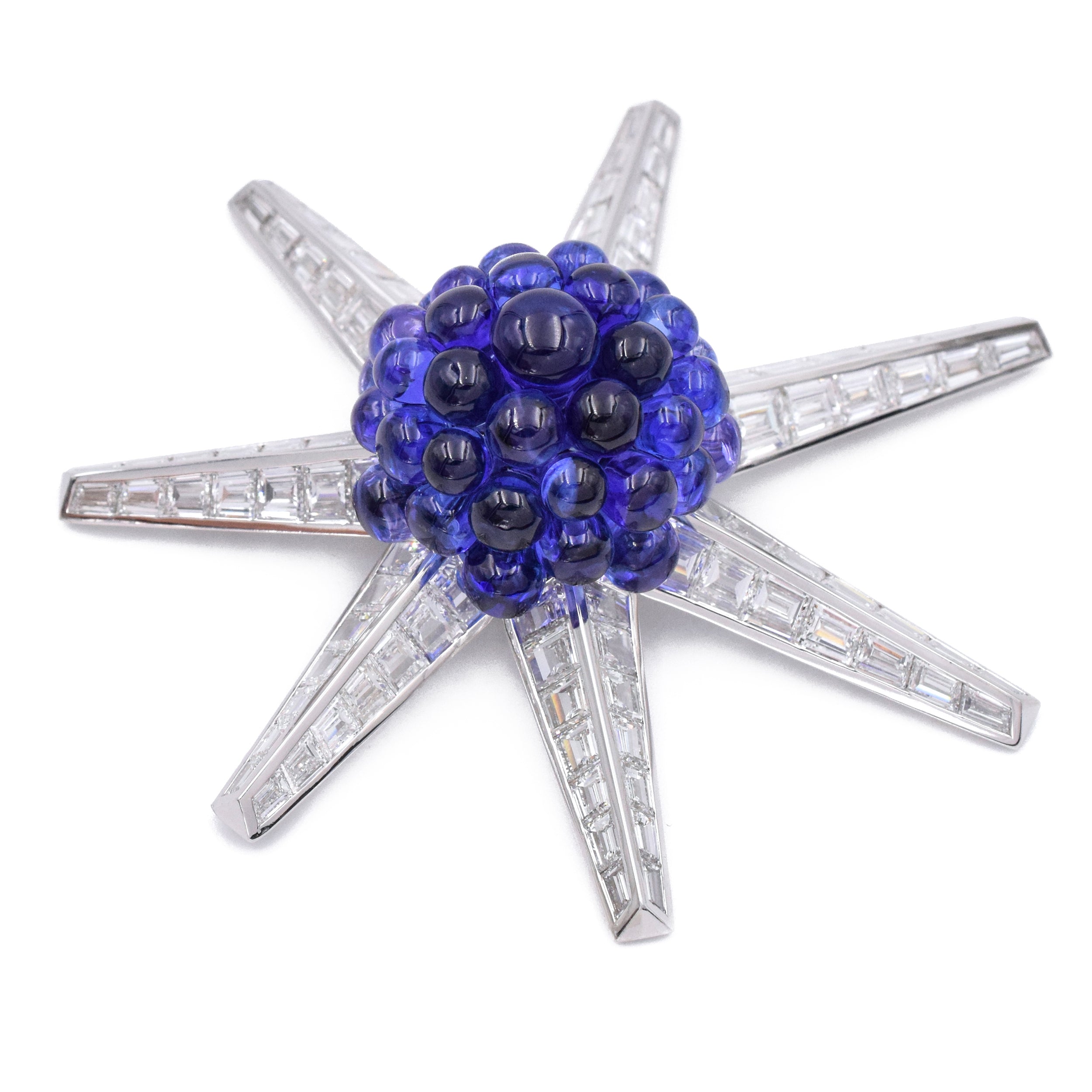 Tiffany & Co.  57.0ct Tanzanite & 21.0ct Diamond Starburst Brooch In Platinum