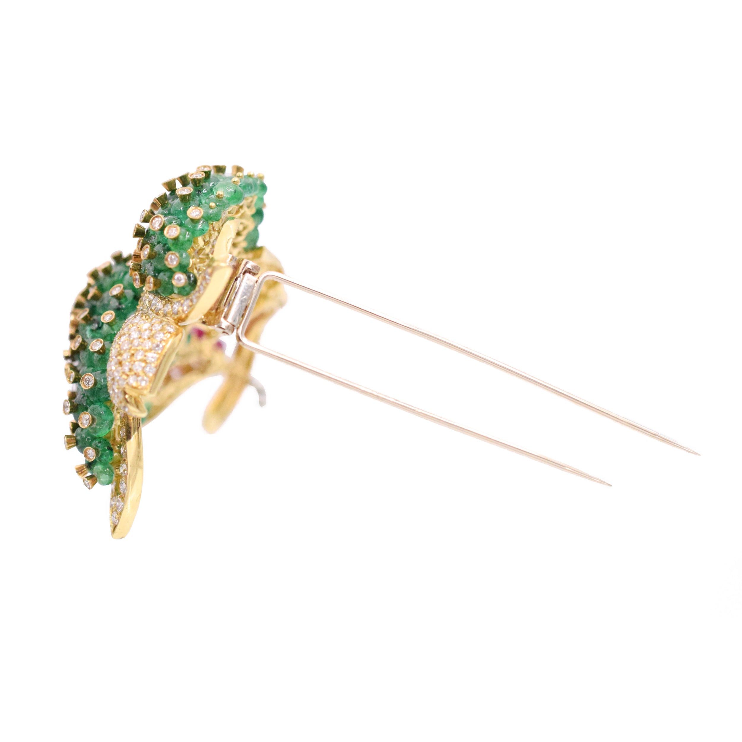 1970's Emerald, Ruby & Diamond Tulip Brooch by Giovane