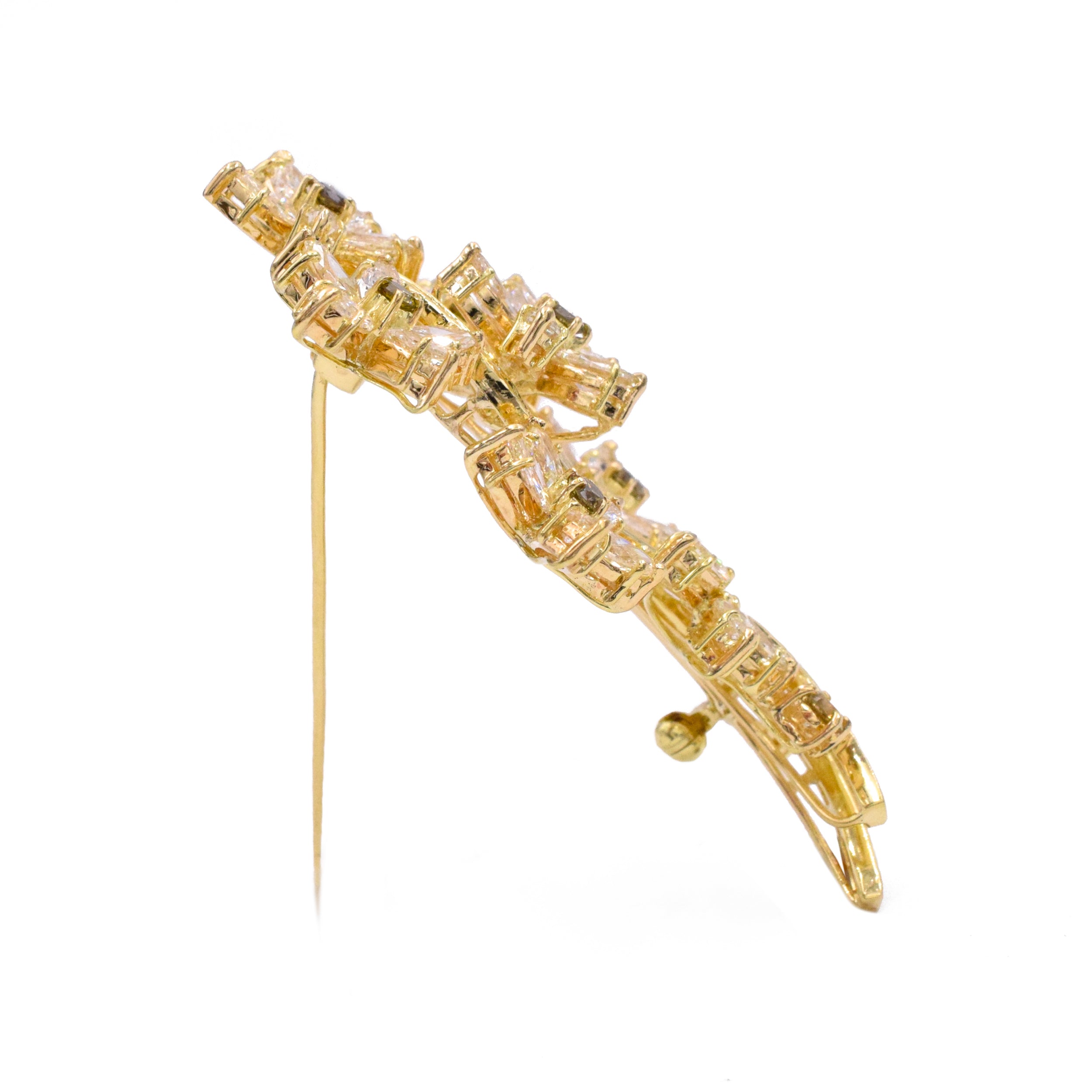 Colored & White Diamond Climbing Clematis Flower Brooch