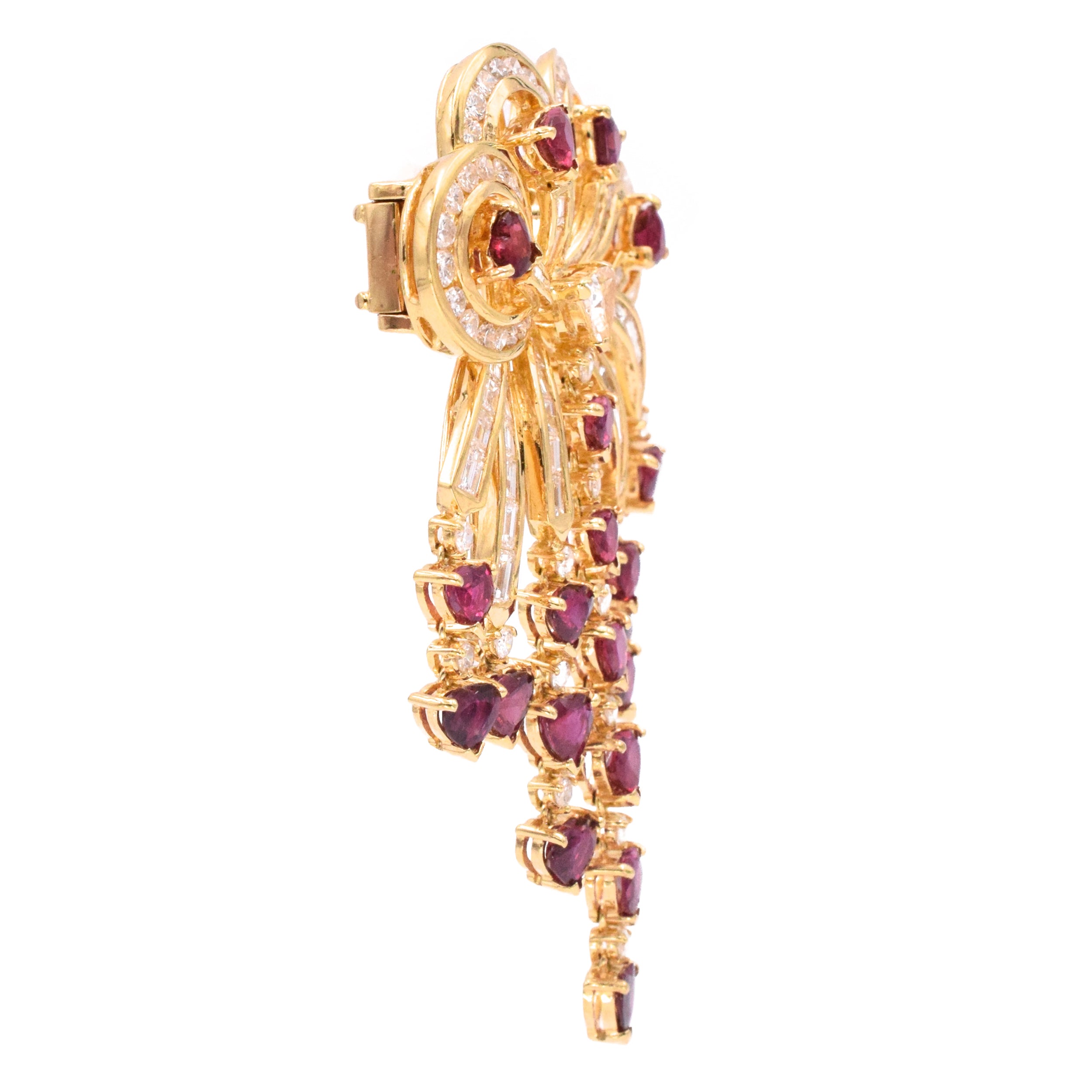 4ct Diamond & Ruby Free Style Bow Brooch & Lapel Pin