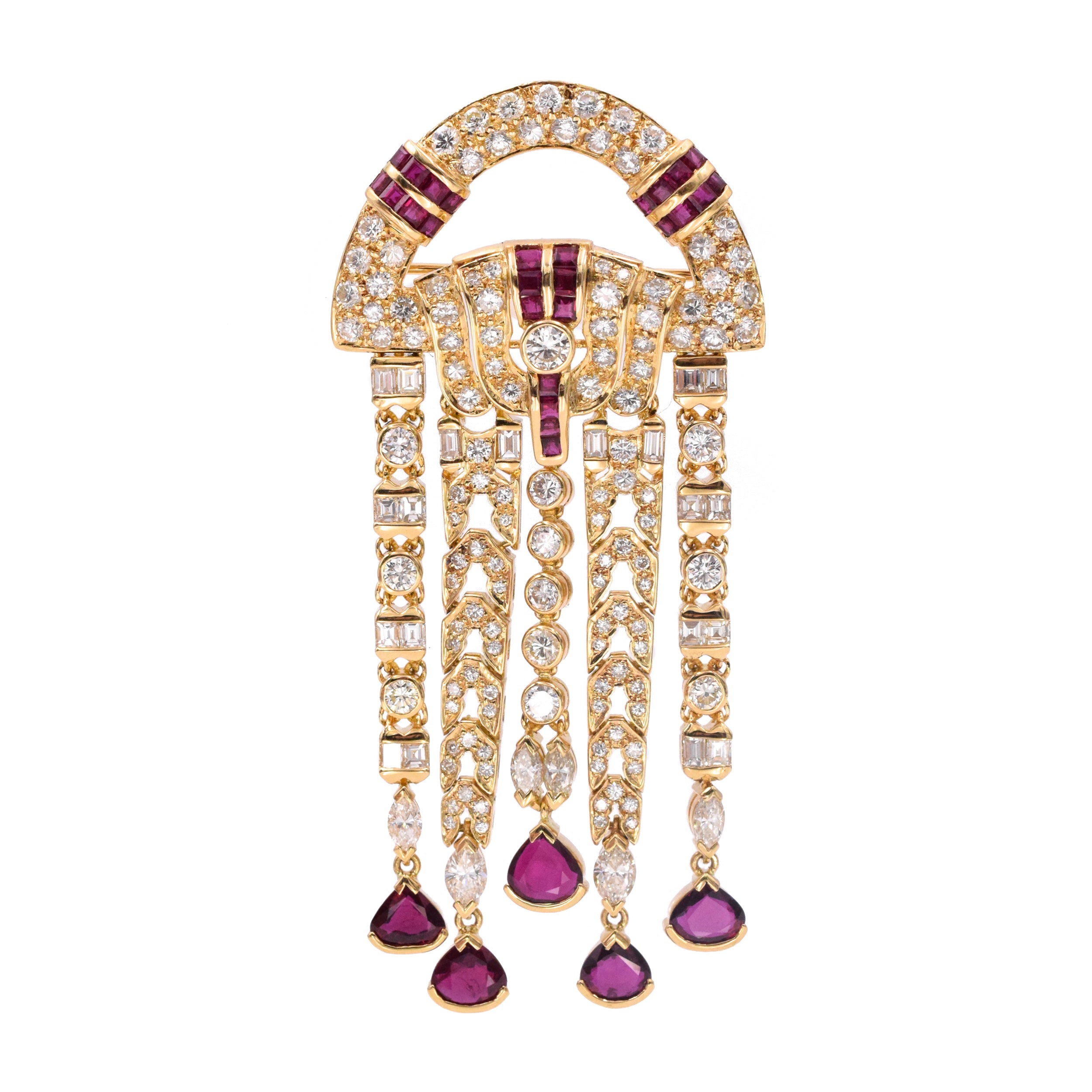 Art Deco Inspired Diamond & Ruby Brooch & Lapel Pin