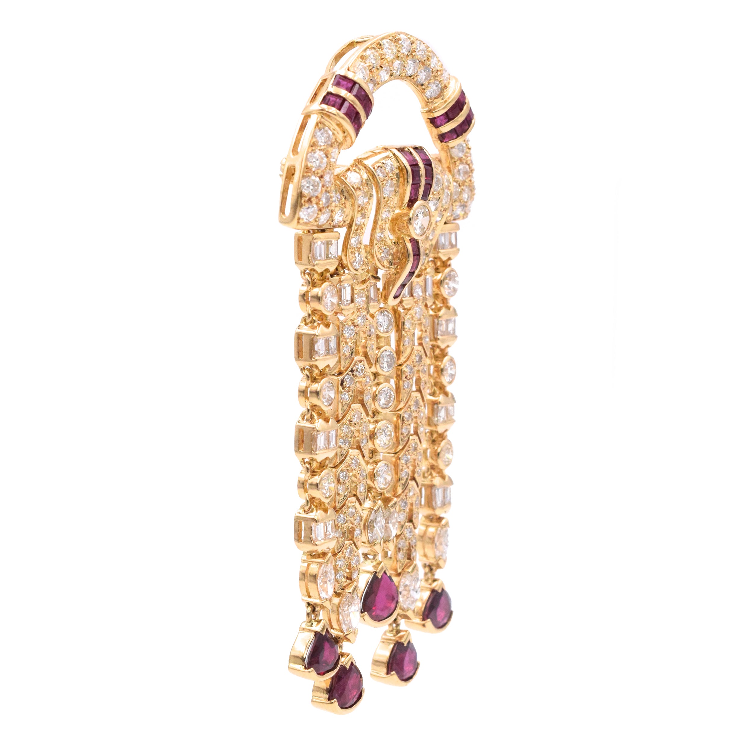 Art Deco Inspired Diamond & Ruby Brooch & Lapel Pin