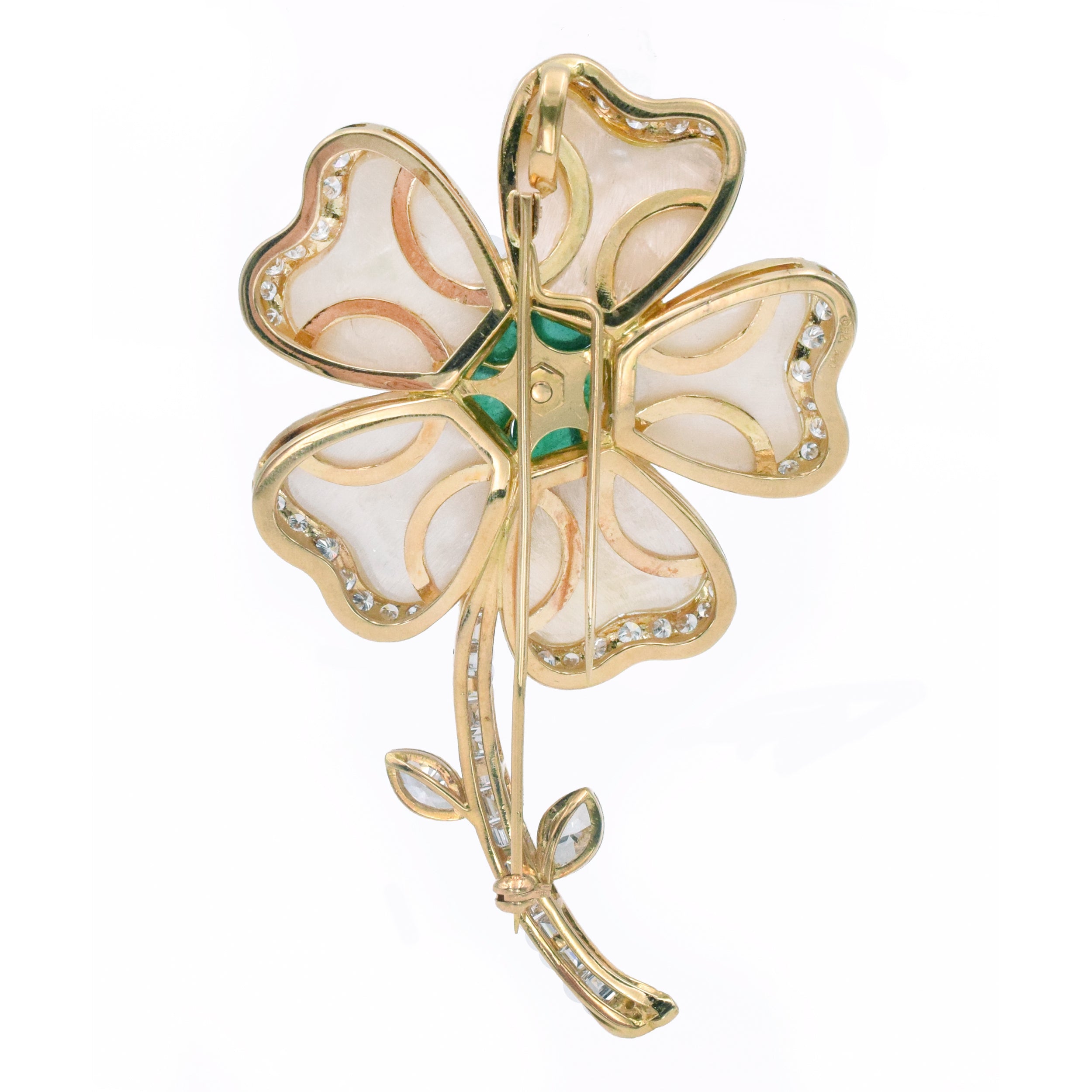 Mother Of Pearl, 5ct Emerald & 4.70ct Diamond Brooch and Pendant