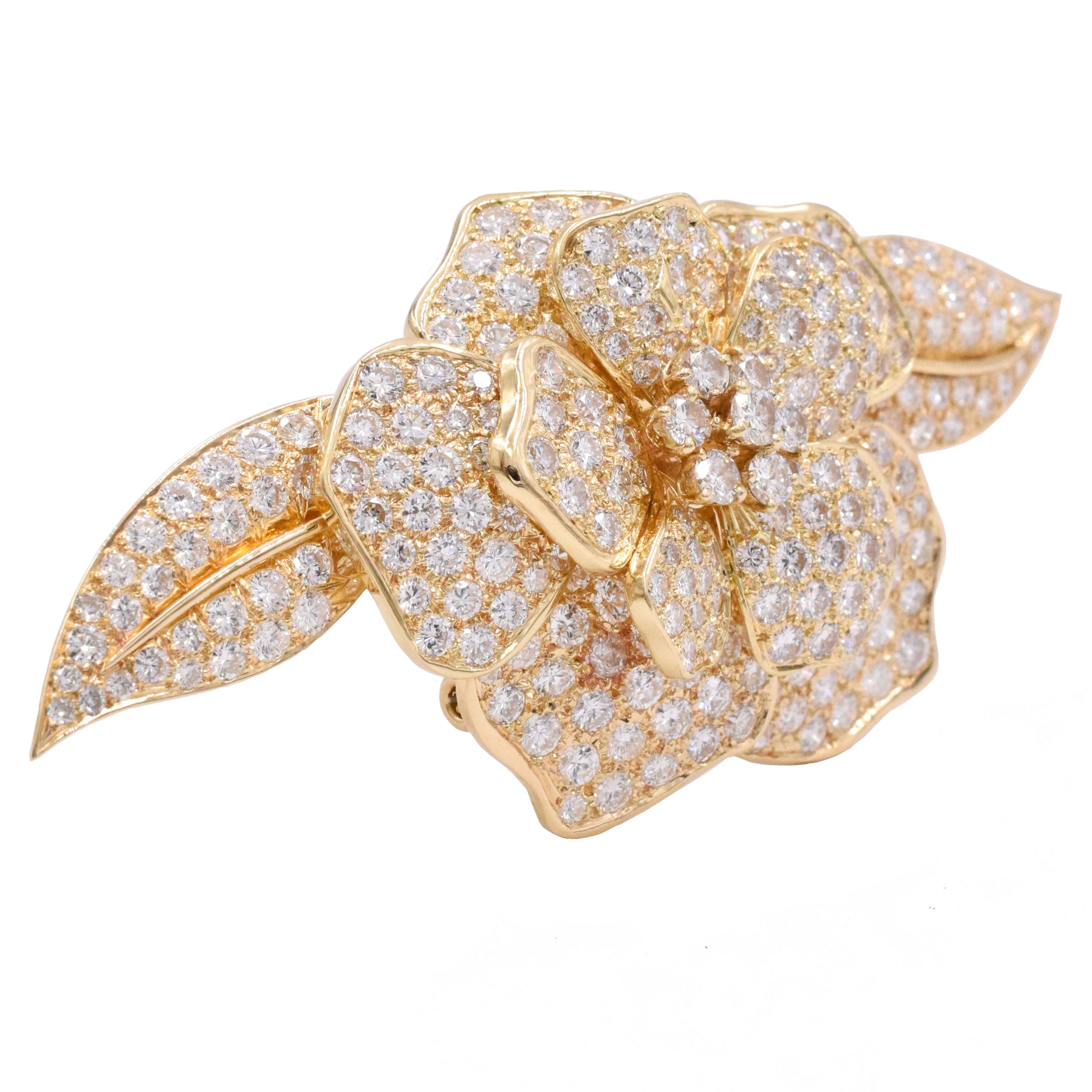 15ct Diamond Gardenia Flower Brooch