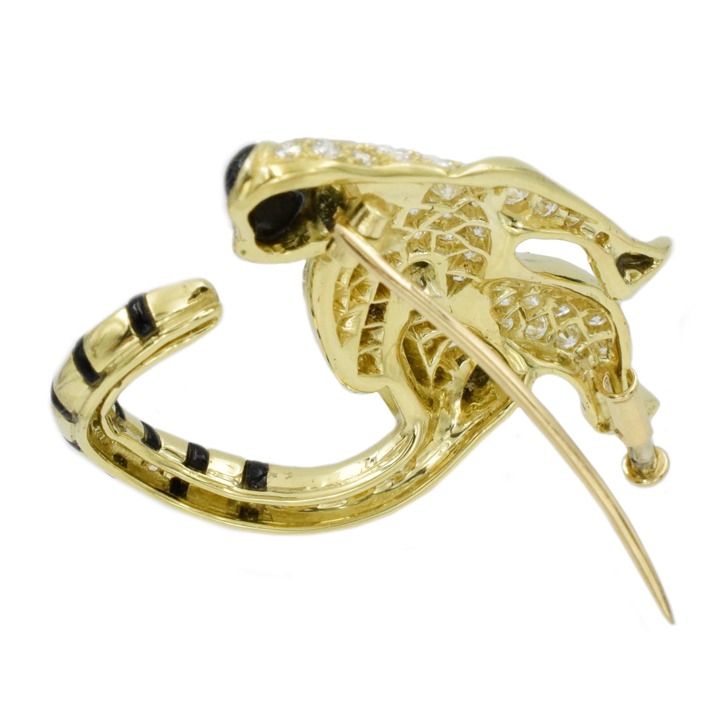 3ct Diamond & Onyx Lemur Brooch