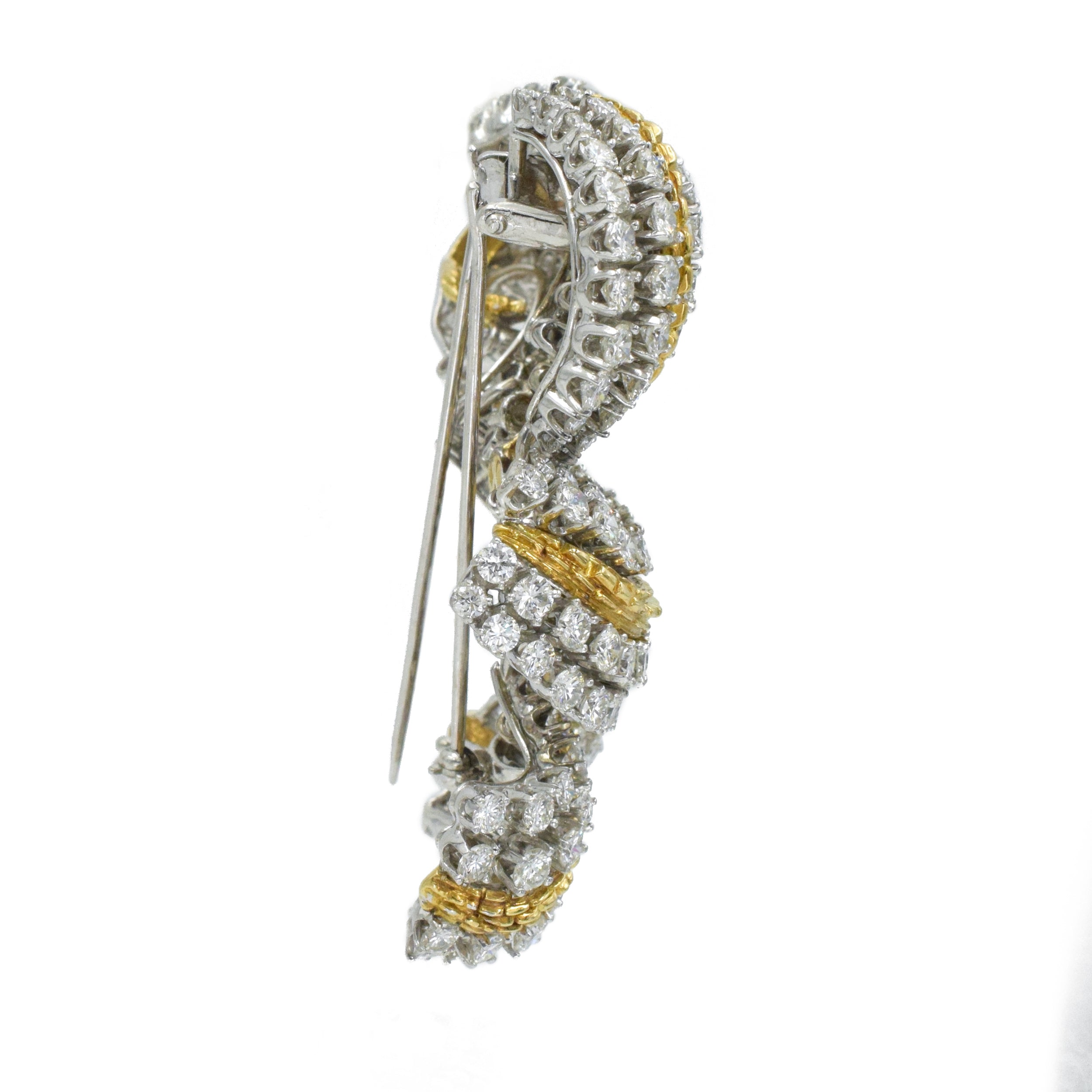 1960's Diamond Bow Brooch in 18k Two-Tone Gold