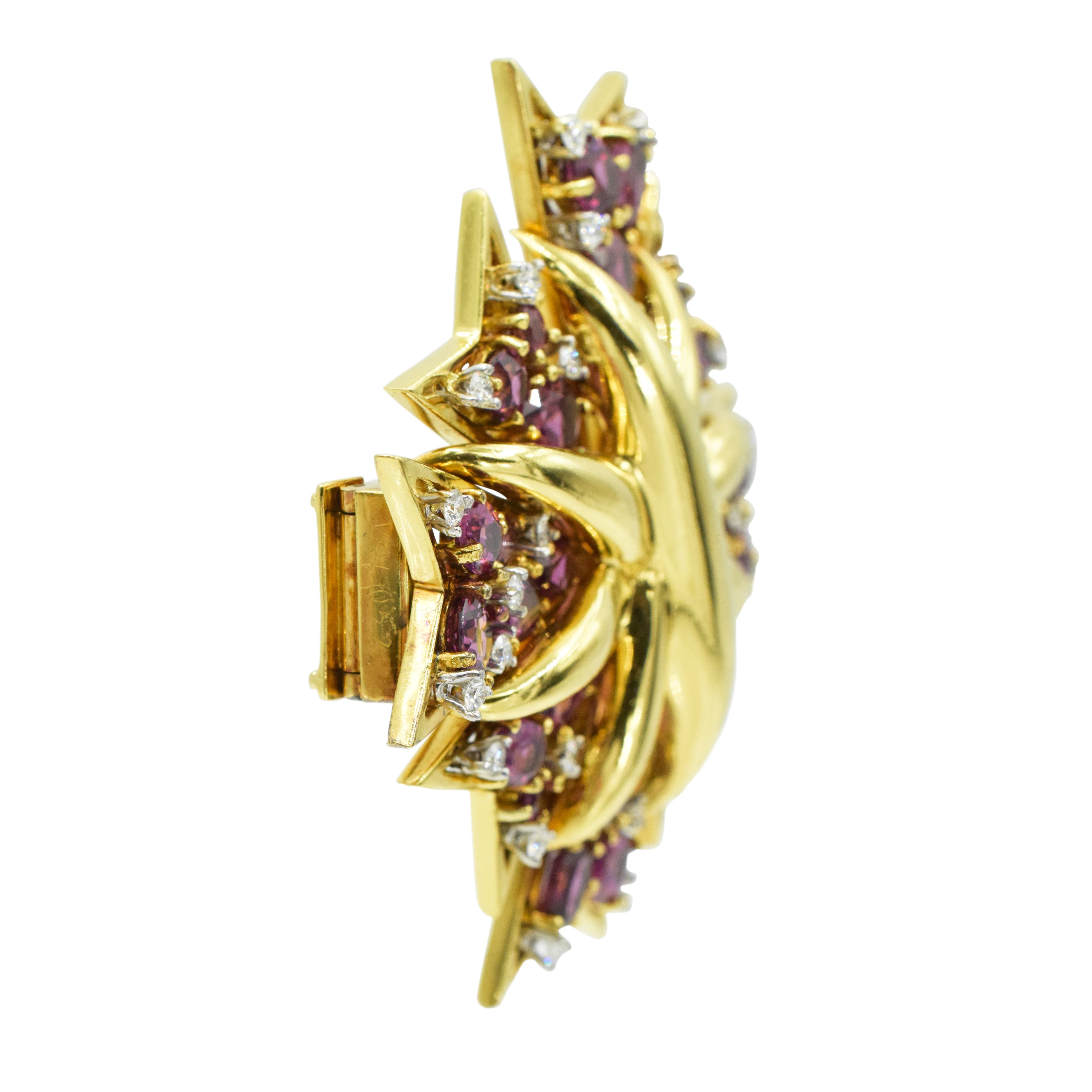 Verdura Garnet & Diamond Maltese Cross Brooch