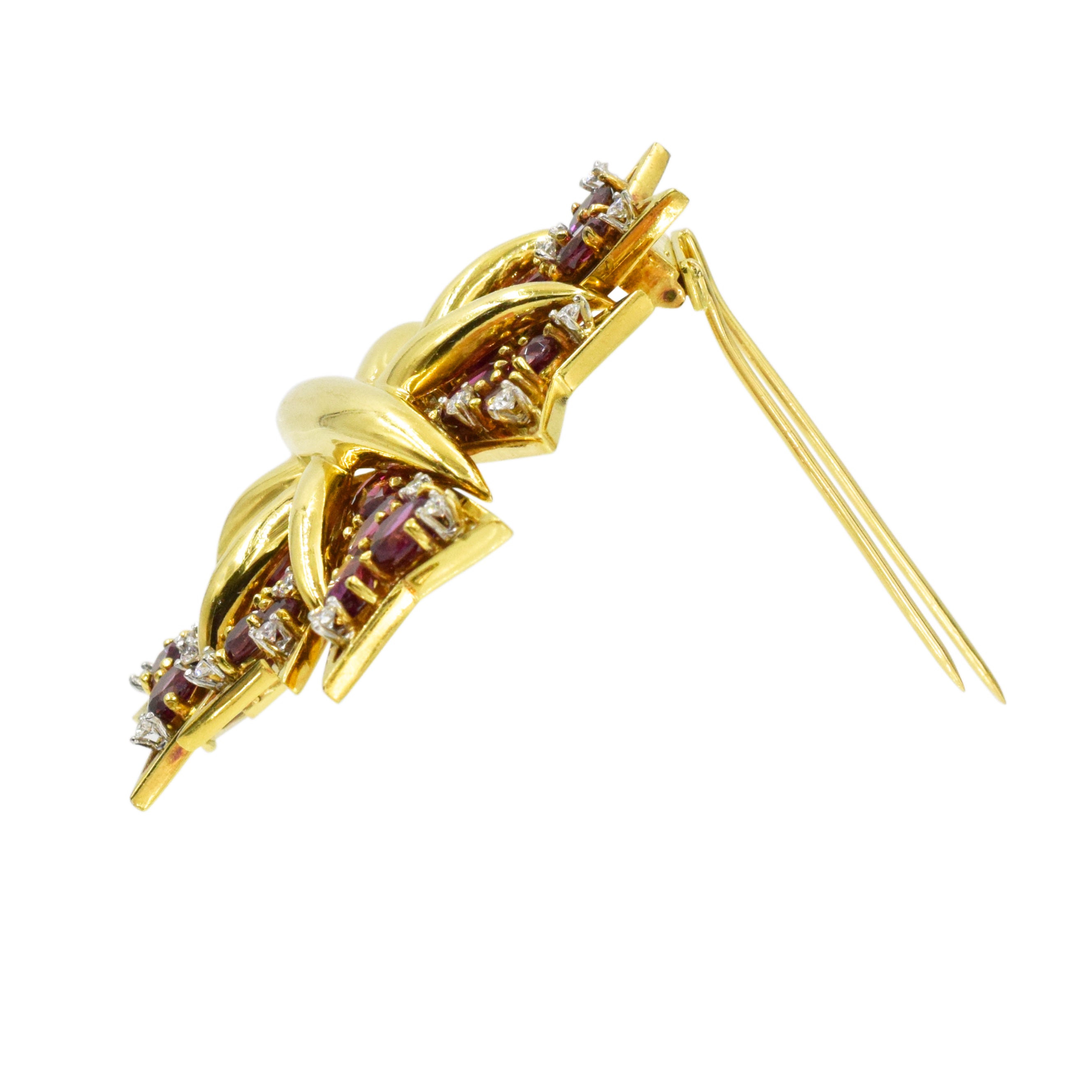 Verdura Garnet & Diamond Maltese Cross Brooch