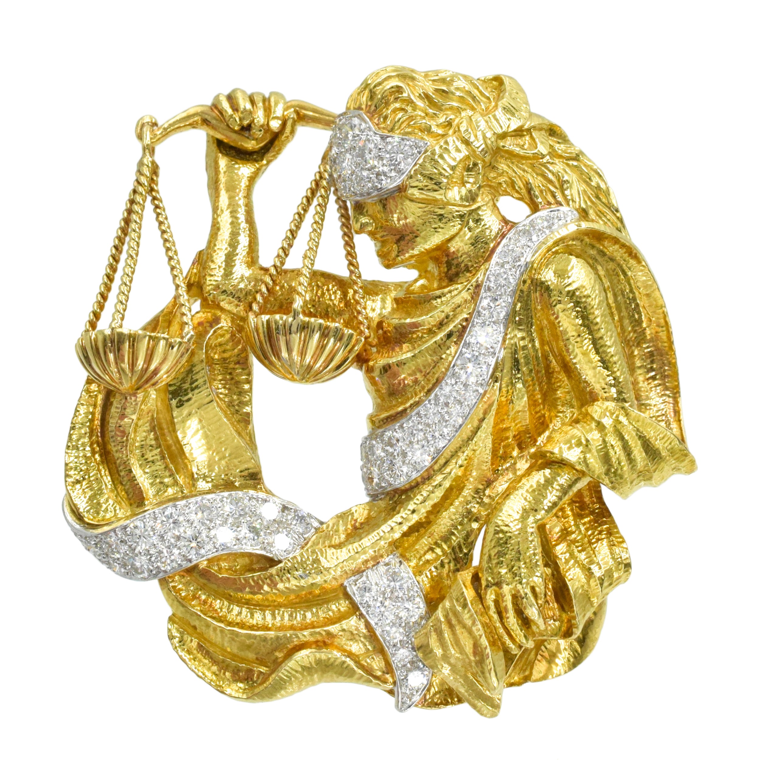Diamond Libra Lady Liberty Brooch by David Webb
