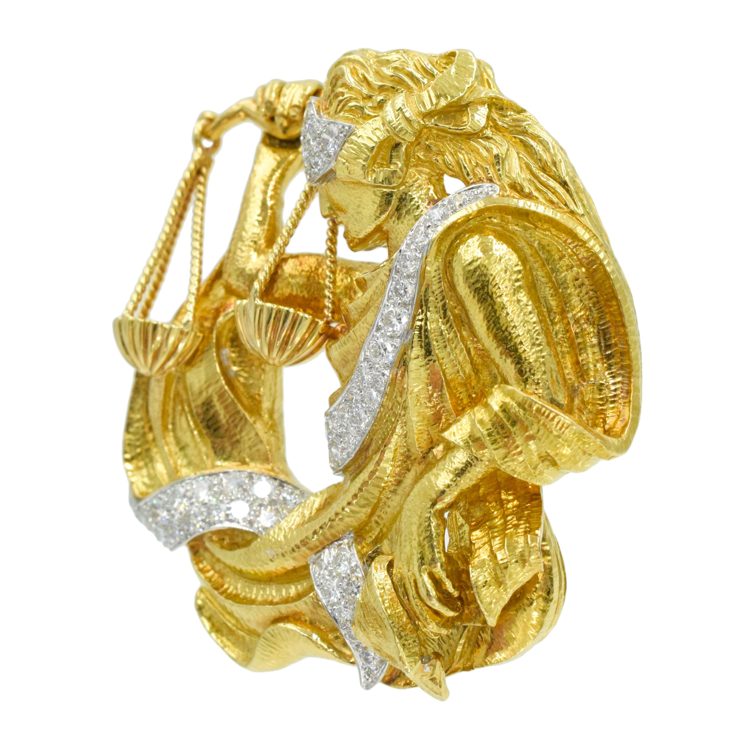 Diamond Libra Lady Liberty Brooch by David Webb
