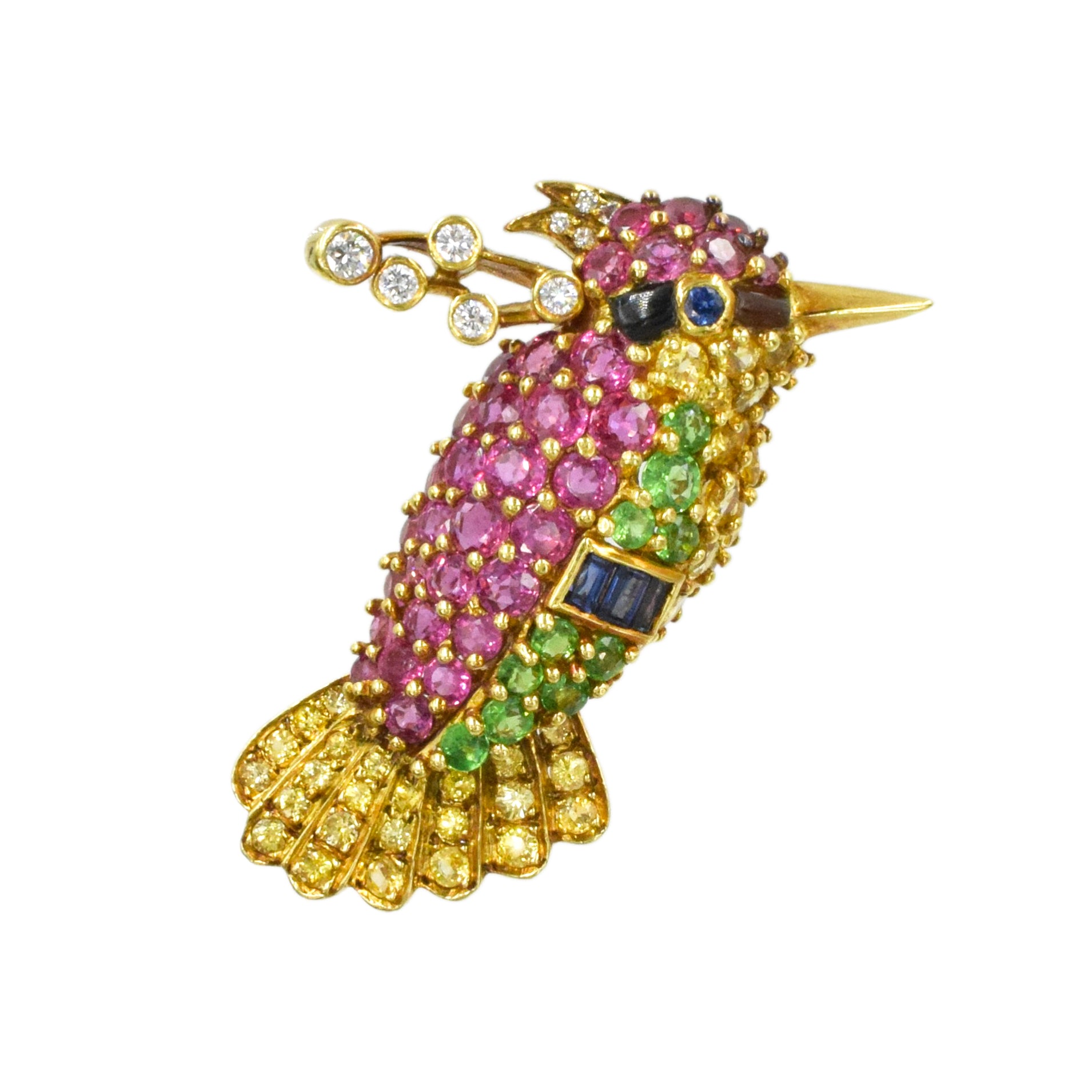 Diamond & Gemstones Hummingbird Brooch