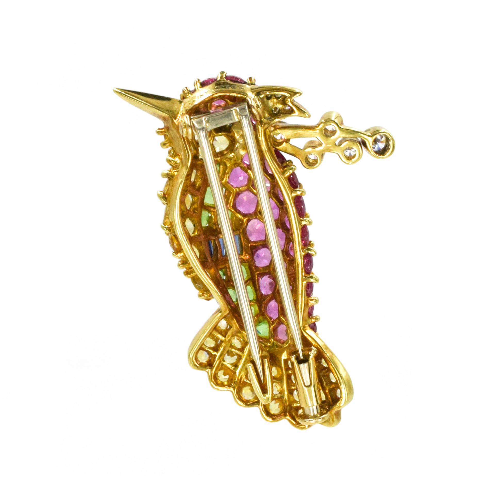 Diamond & Gemstones Hummingbird Brooch