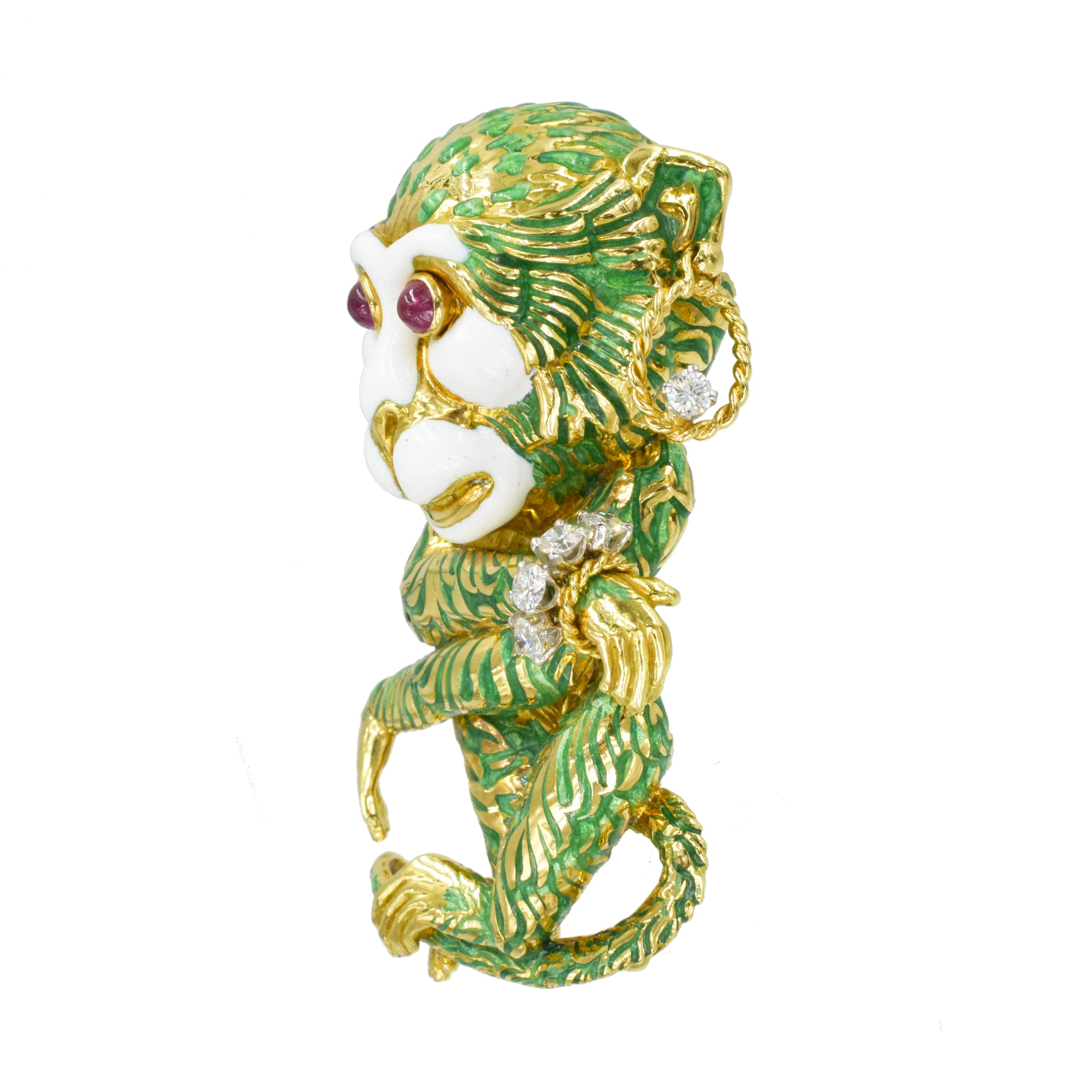 David Webb Whimsical Monkey Brooch and Lapel Pin