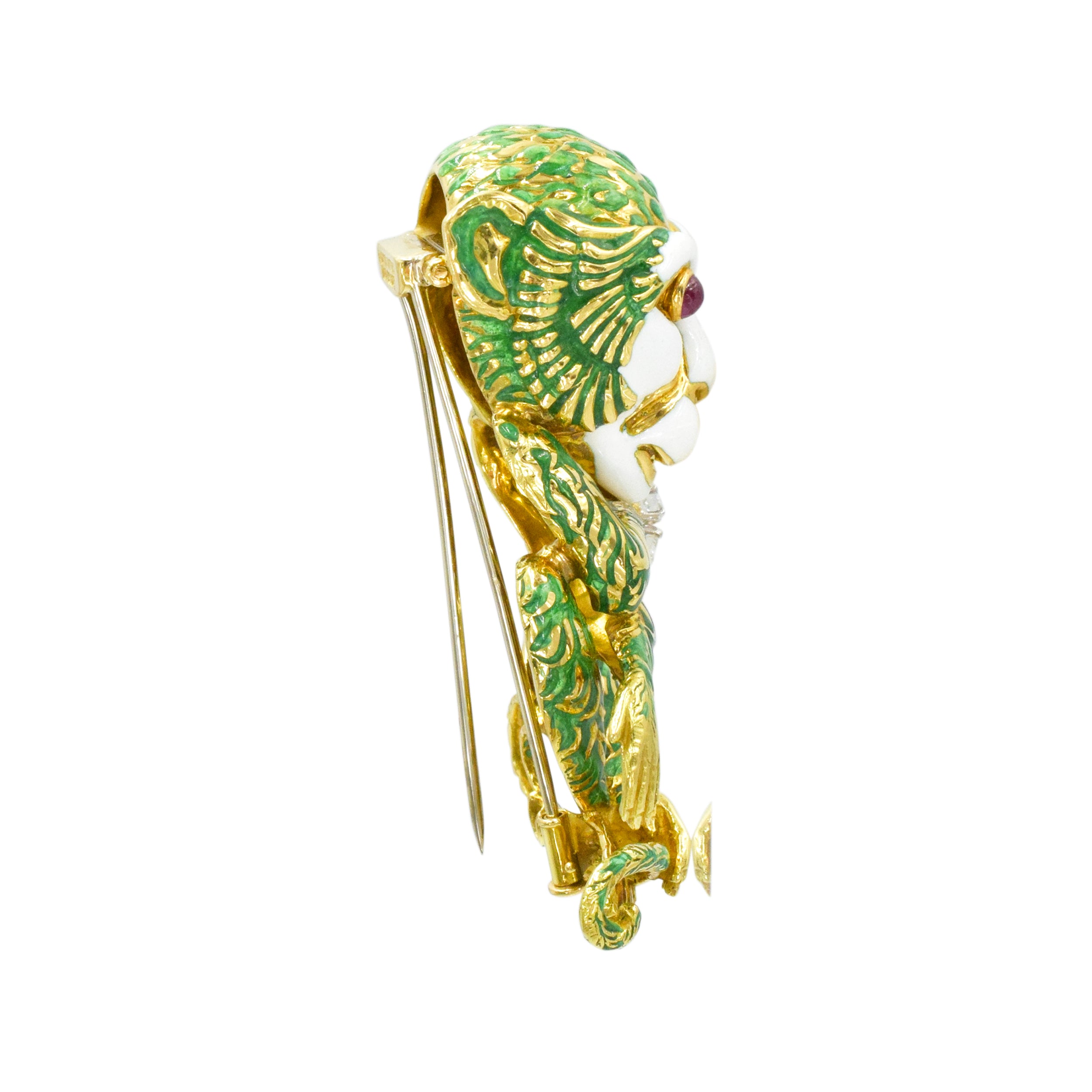 David Webb Whimsical Monkey Brooch and Lapel Pin
