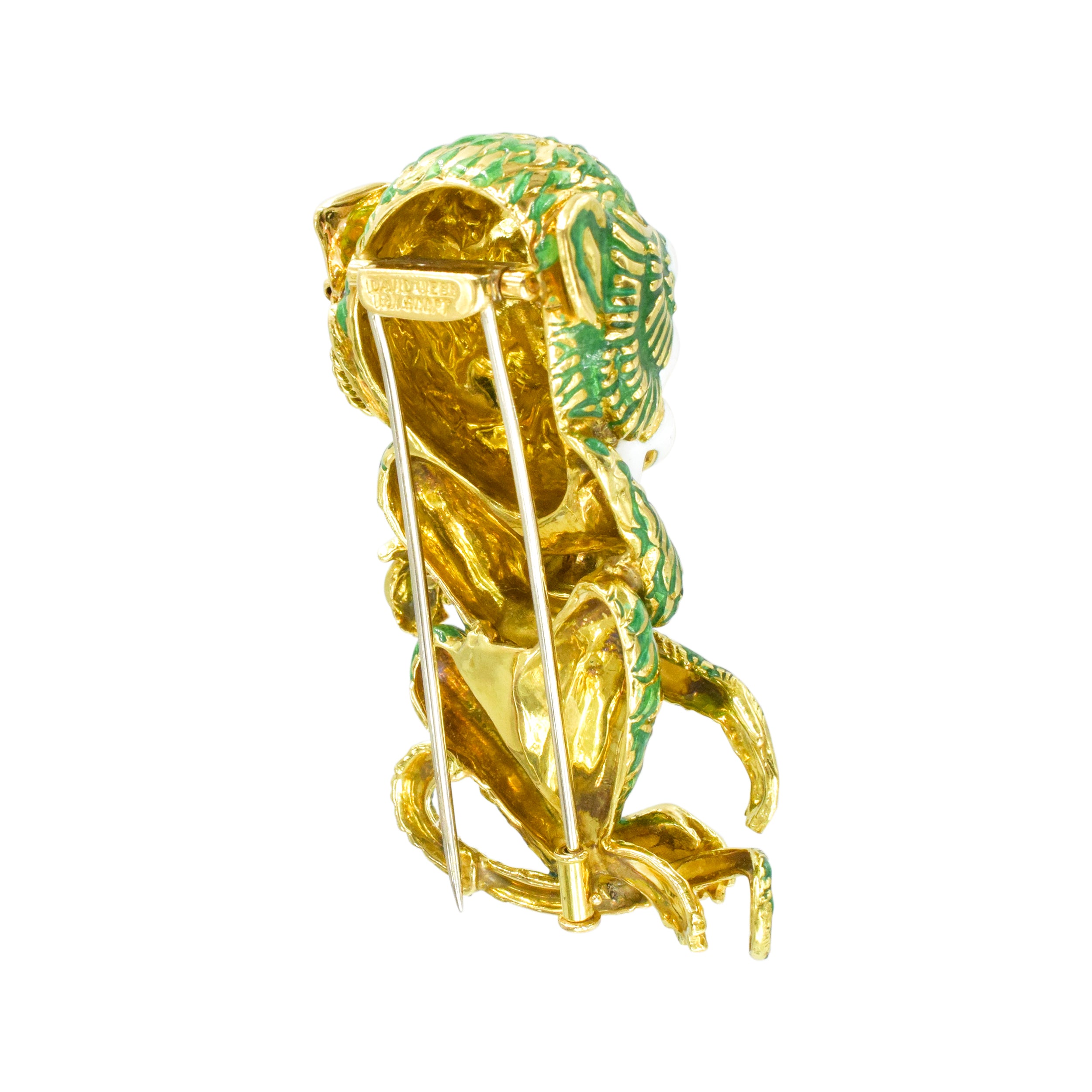 David Webb Whimsical Monkey Brooch and Lapel Pin