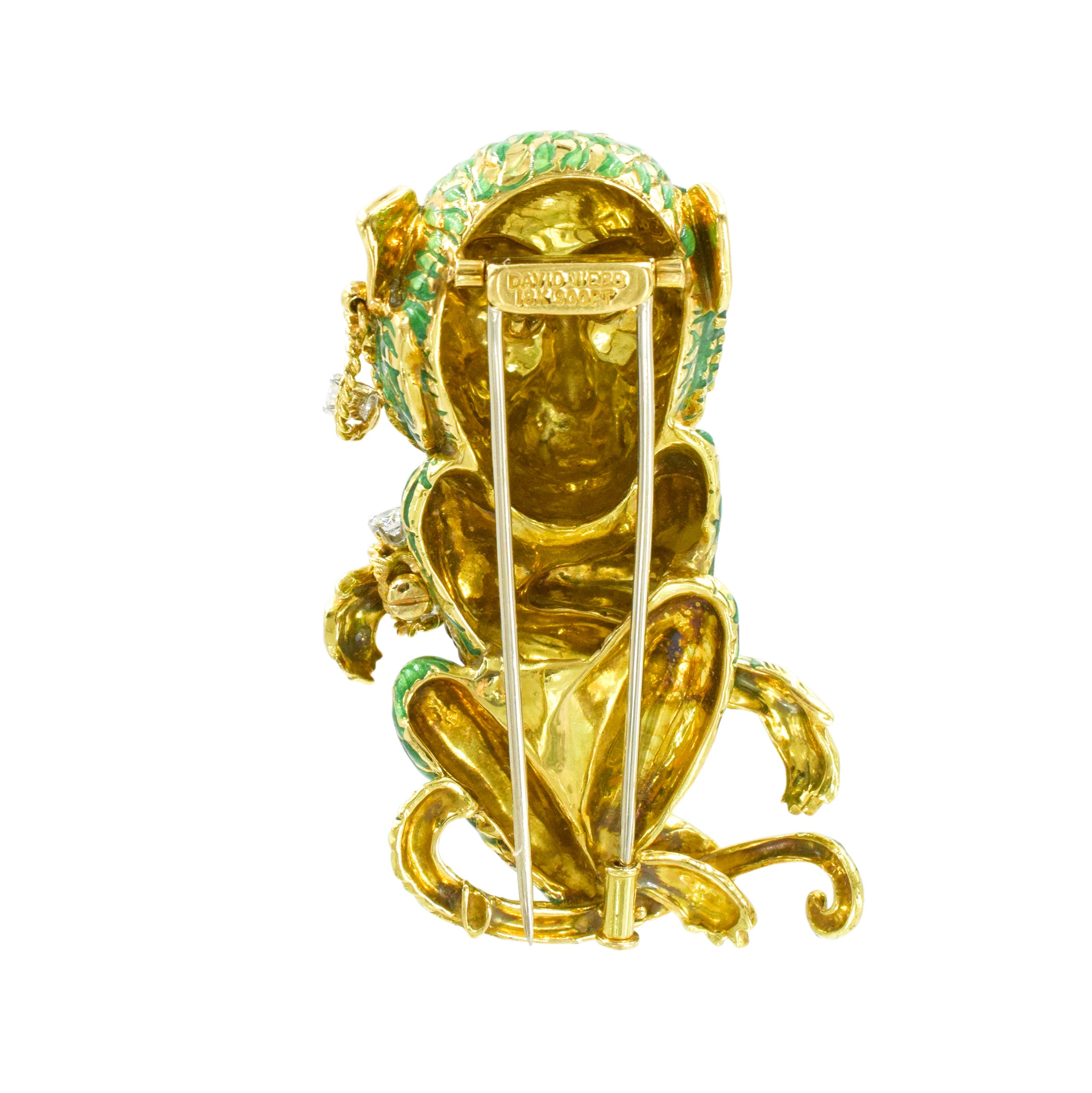 David Webb Whimsical Monkey Brooch and Lapel Pin