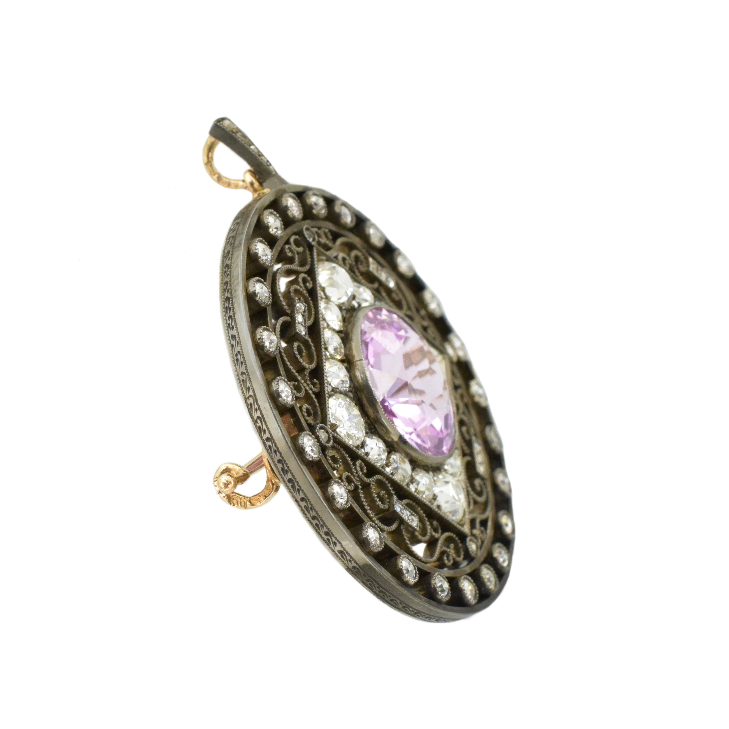 1890's Fabergé Pink Sapphire & Diamond Brooch & Pendant