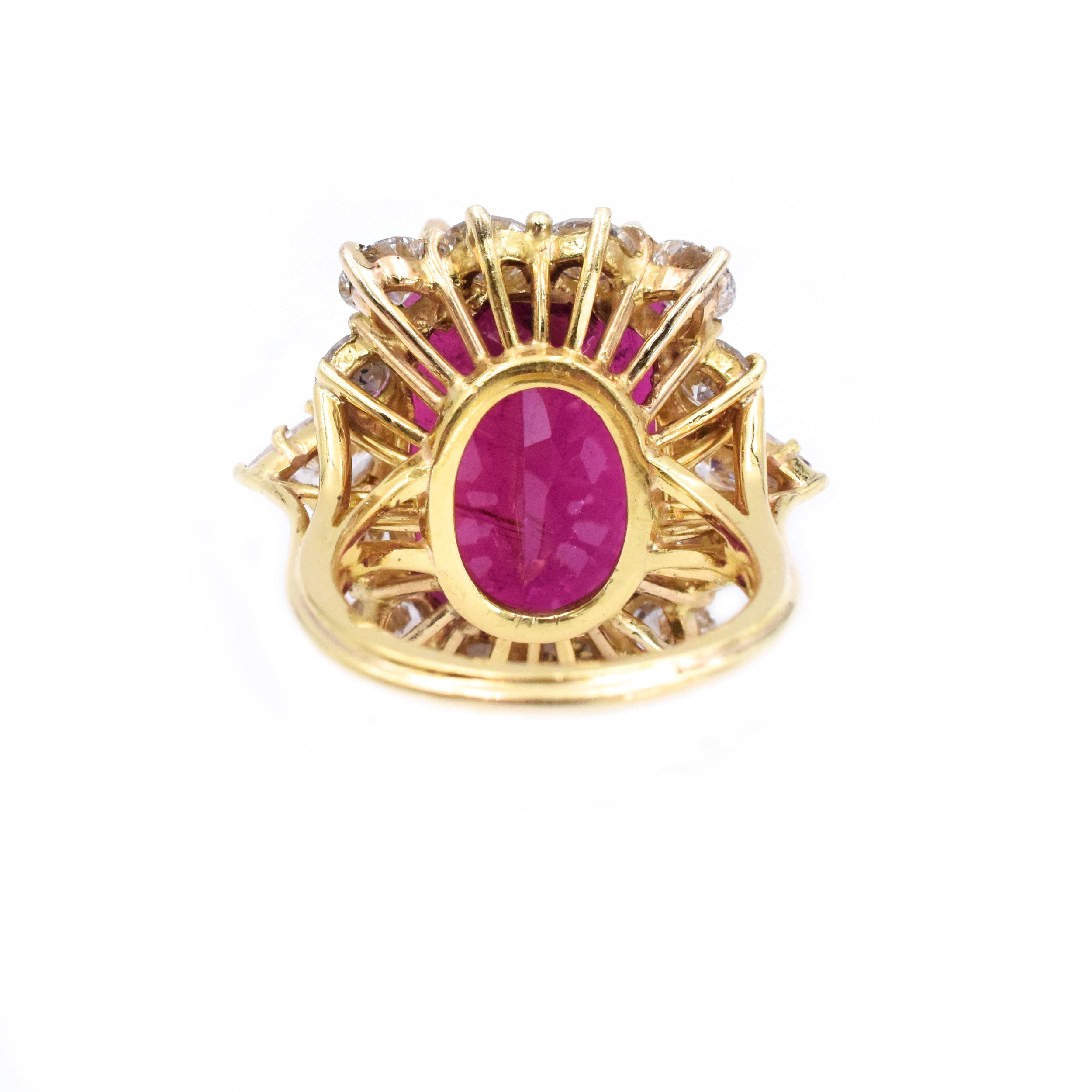 25.41ct Rubellite & Diamond Ballerina Cocktail Ring In 18k Yellow Gold