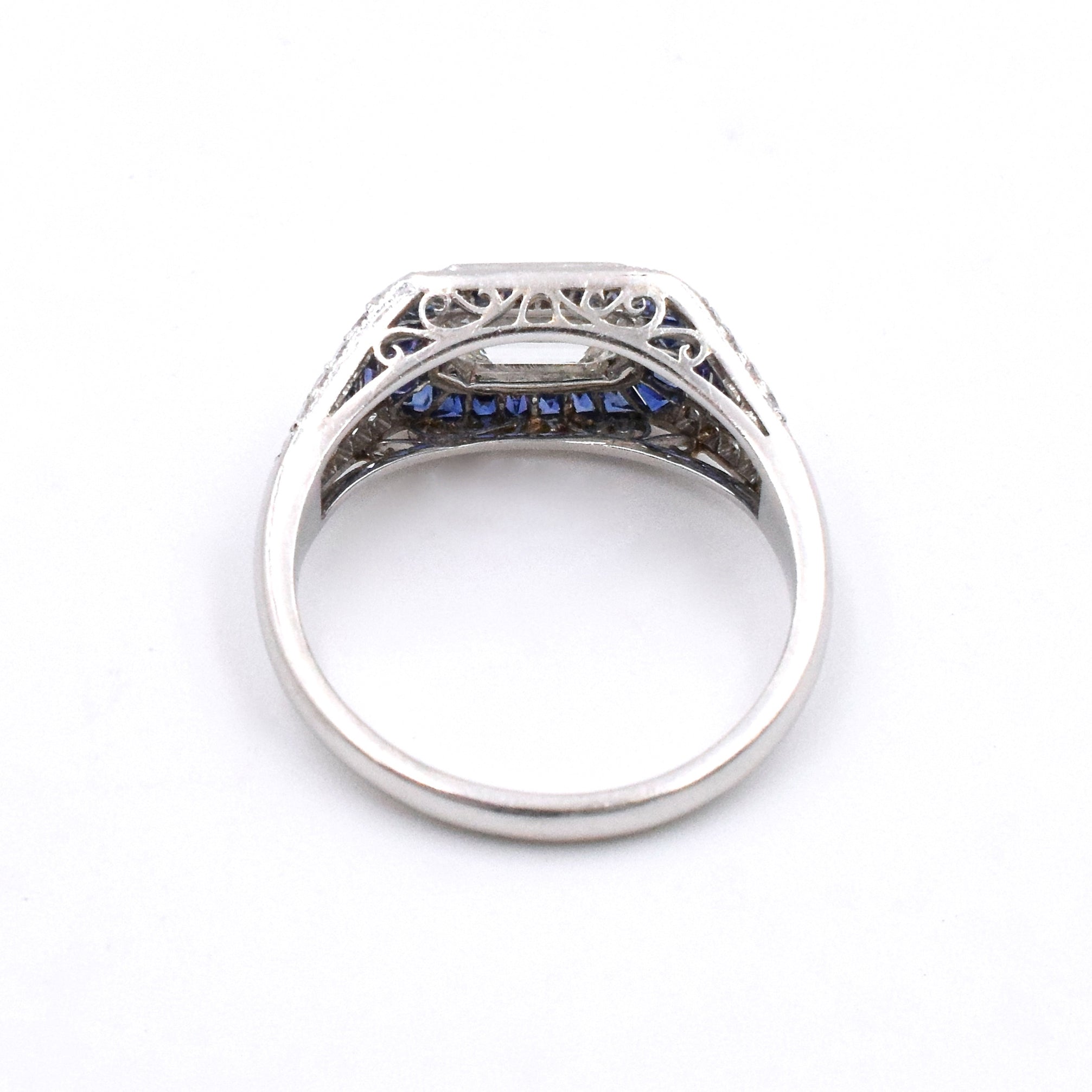 Art Deco Style Sapphire & Diamond Engagement Ring