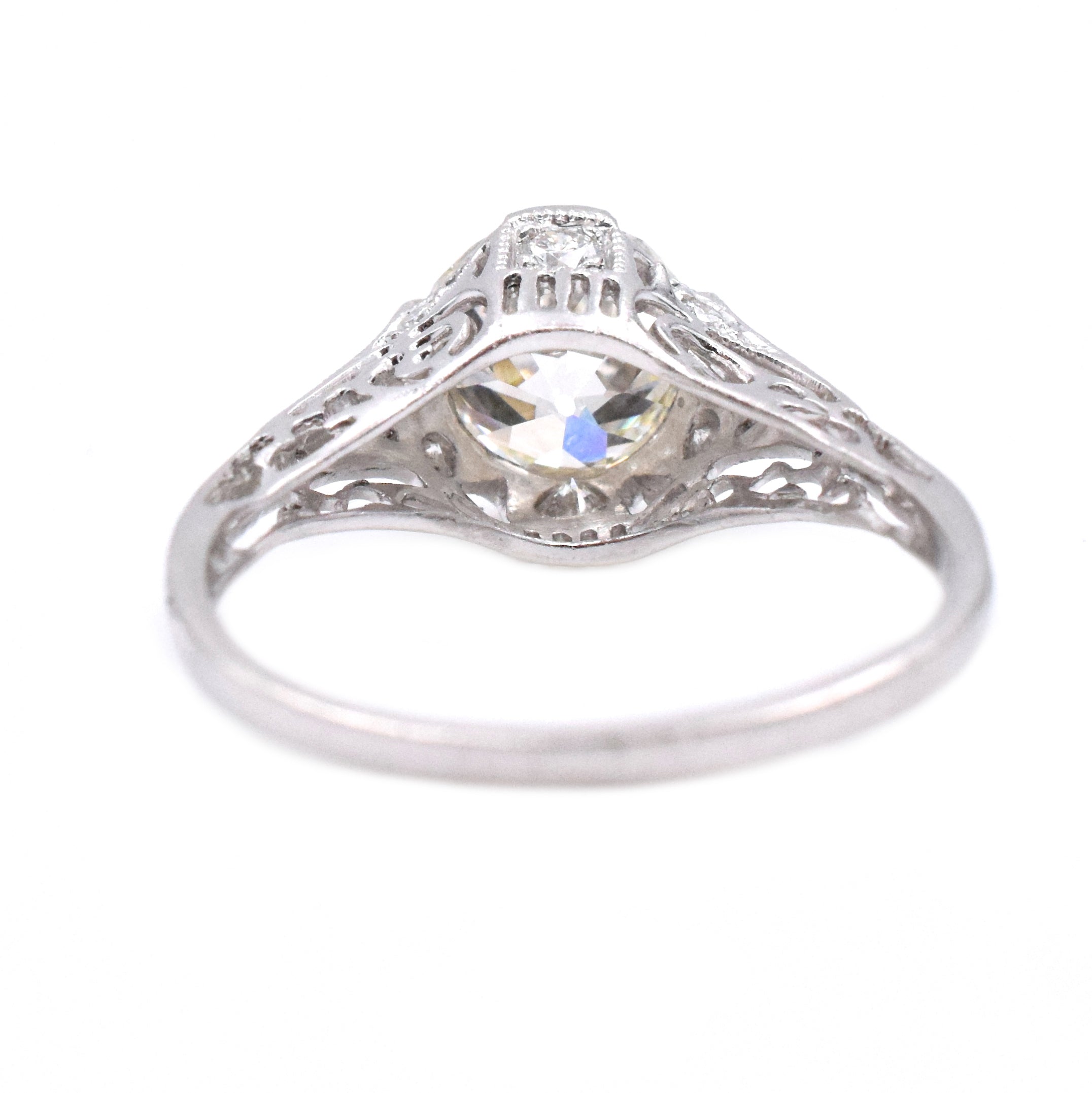 Art Deco Inspired 1.70ct Solitaire with Accents Diamond Engagement Ring