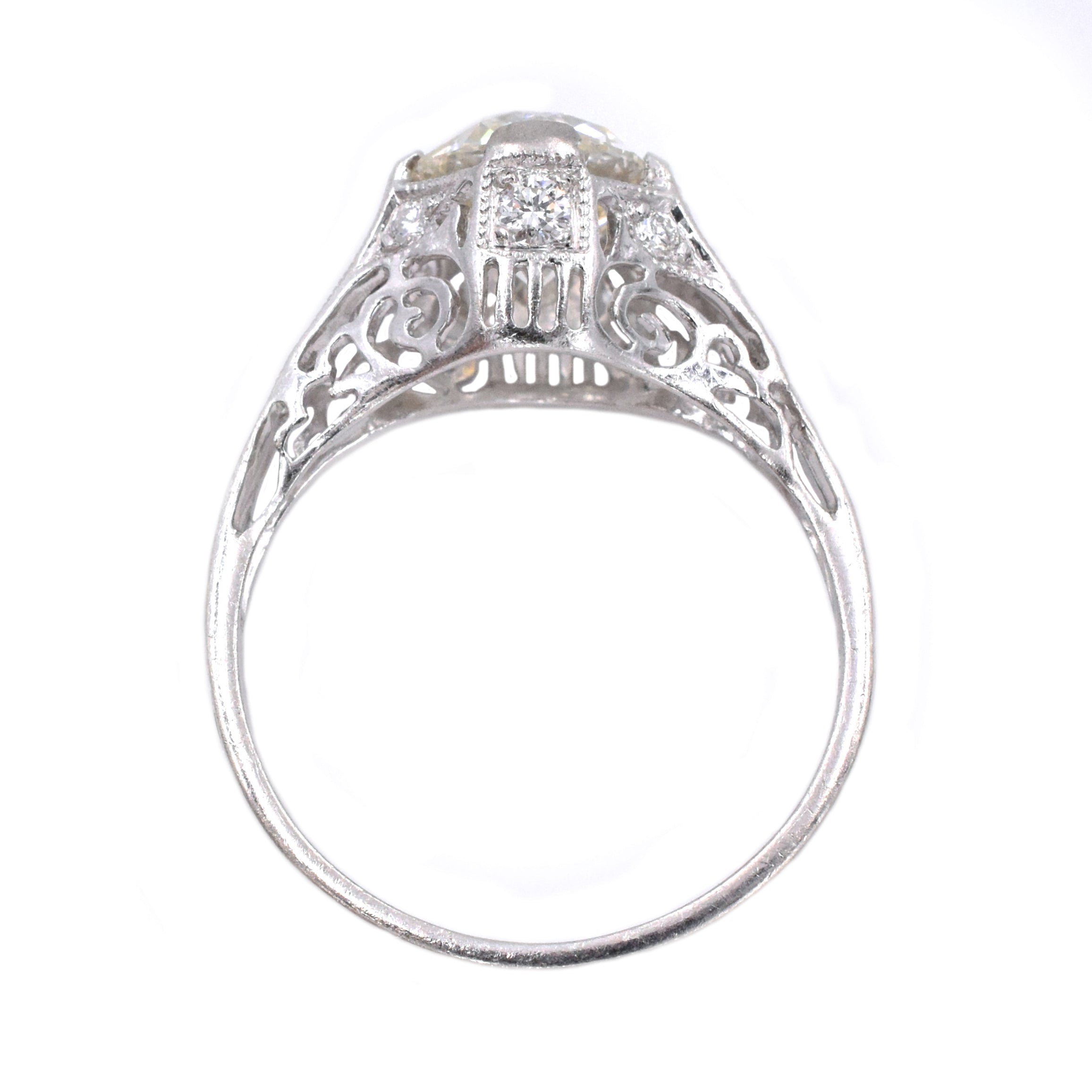 Art Deco Inspired 1.70ct Solitaire with Accents Diamond Engagement Ring