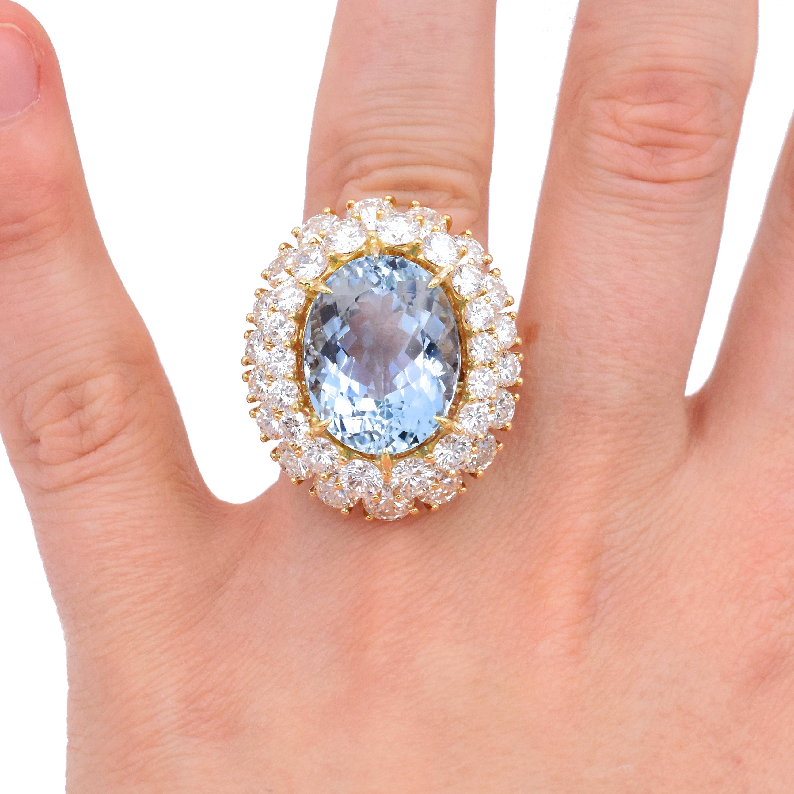 14.20ct Aquamarine & Diamond Ballerina Ring