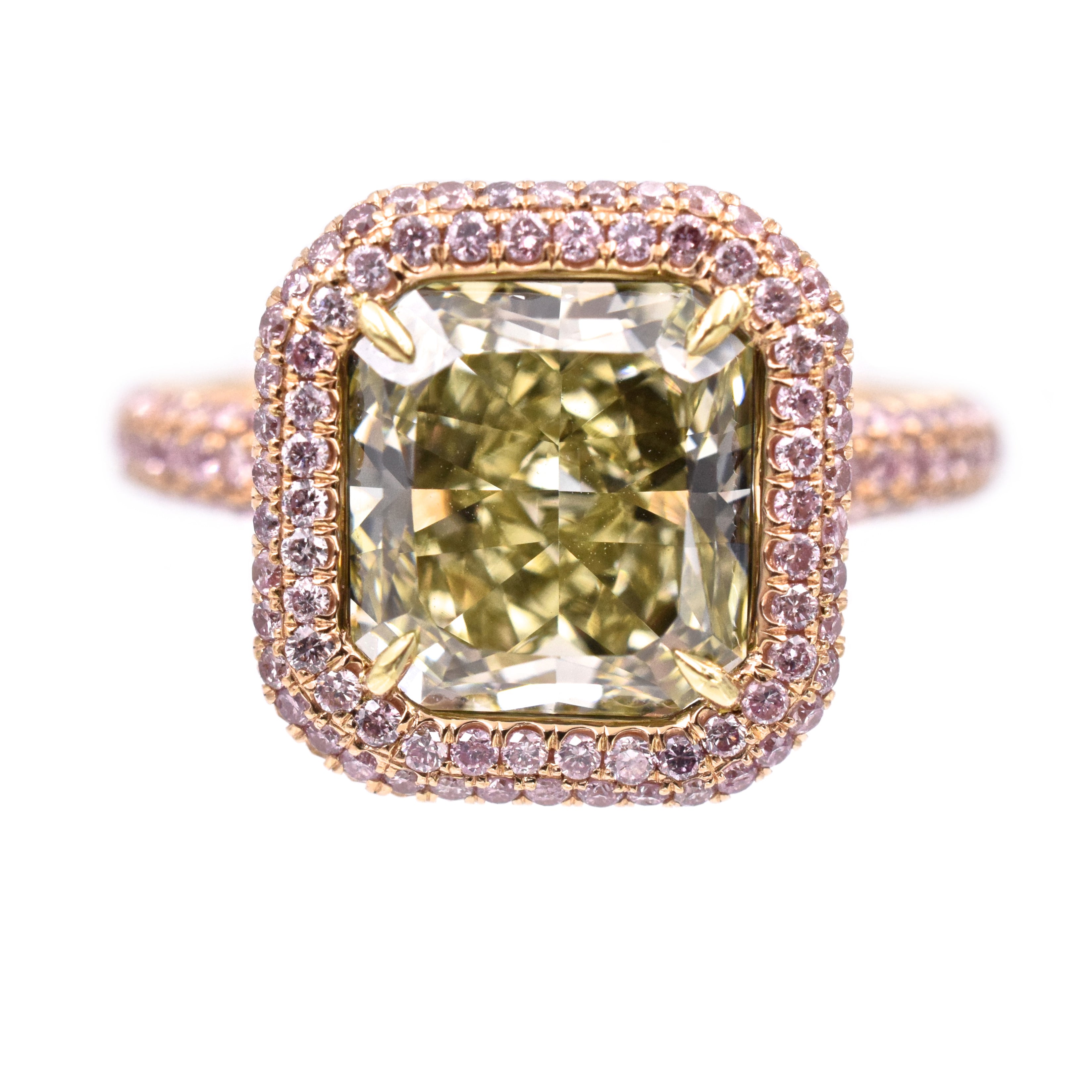 3.60ct Natural Fancy Green-Yellow Diamond Ring