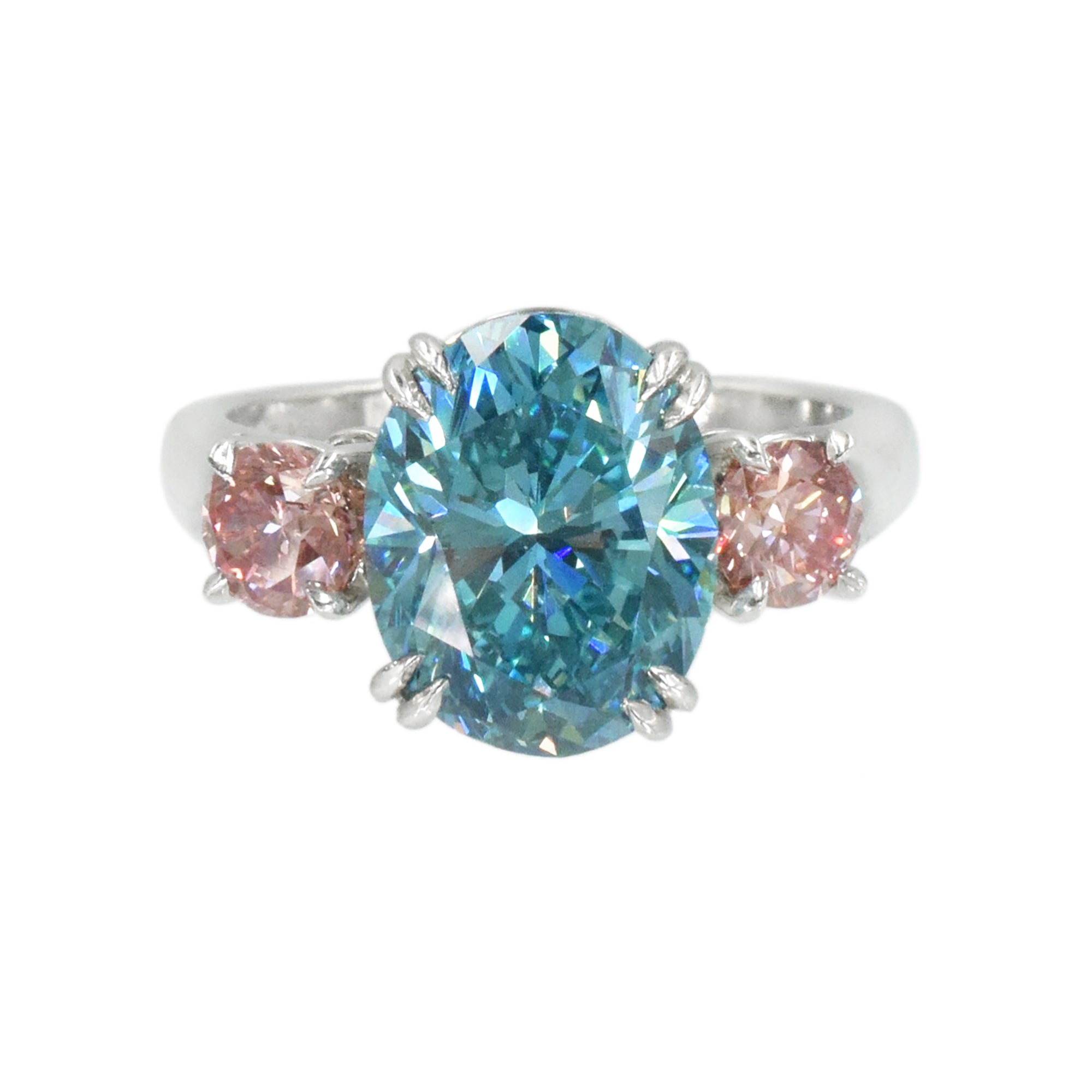 4.03ct Blue & 0.67ct Pink Diamond Ring in Platinum
