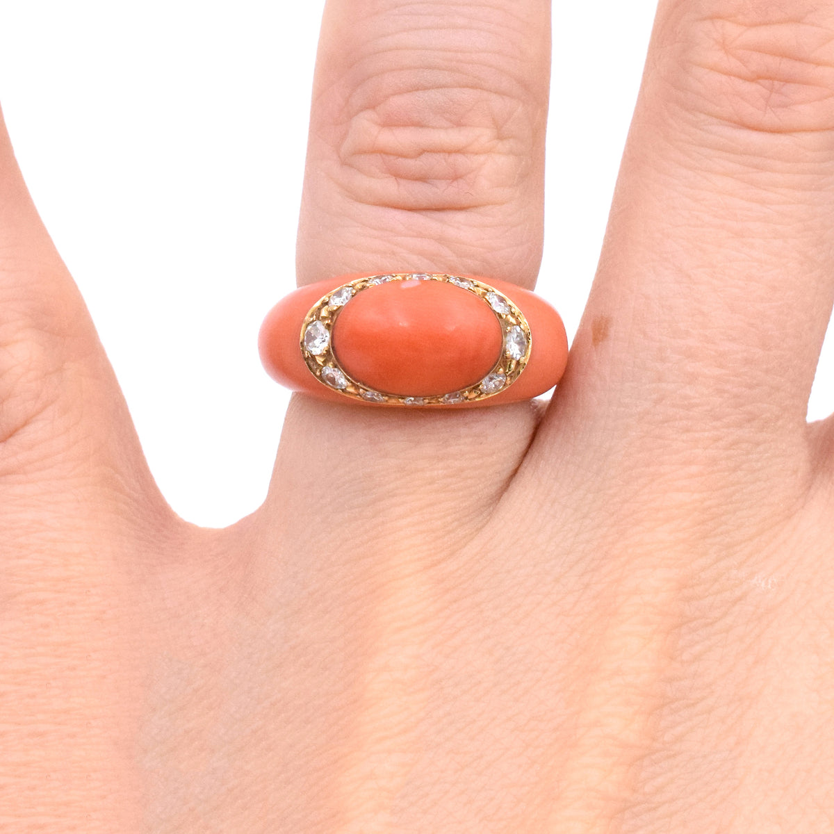 Vintage Diamond & Coral Ring by Van Cleef & Arpels