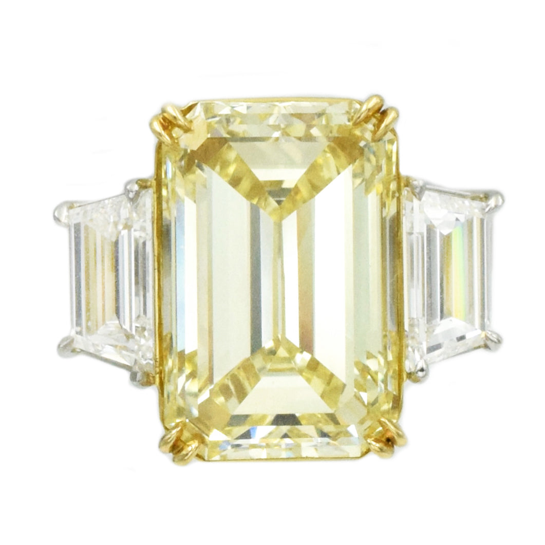 10ct Natural Fancy Yellow Emerald Cut Diamond Ring