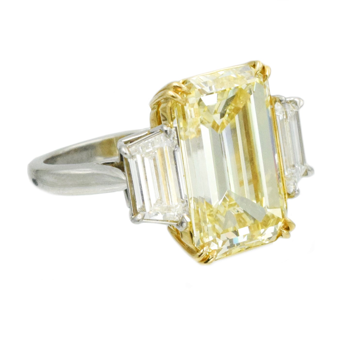 10ct Natural Fancy Yellow Emerald Cut Diamond Ring