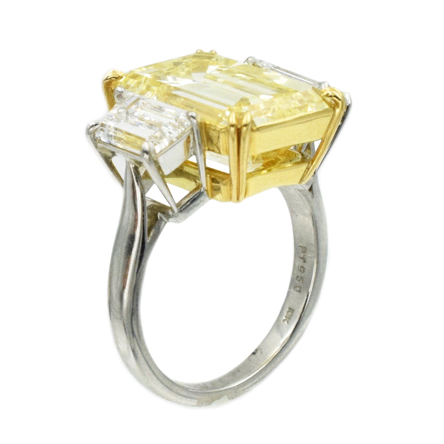 10ct Natural Fancy Yellow Emerald Cut Diamond Ring