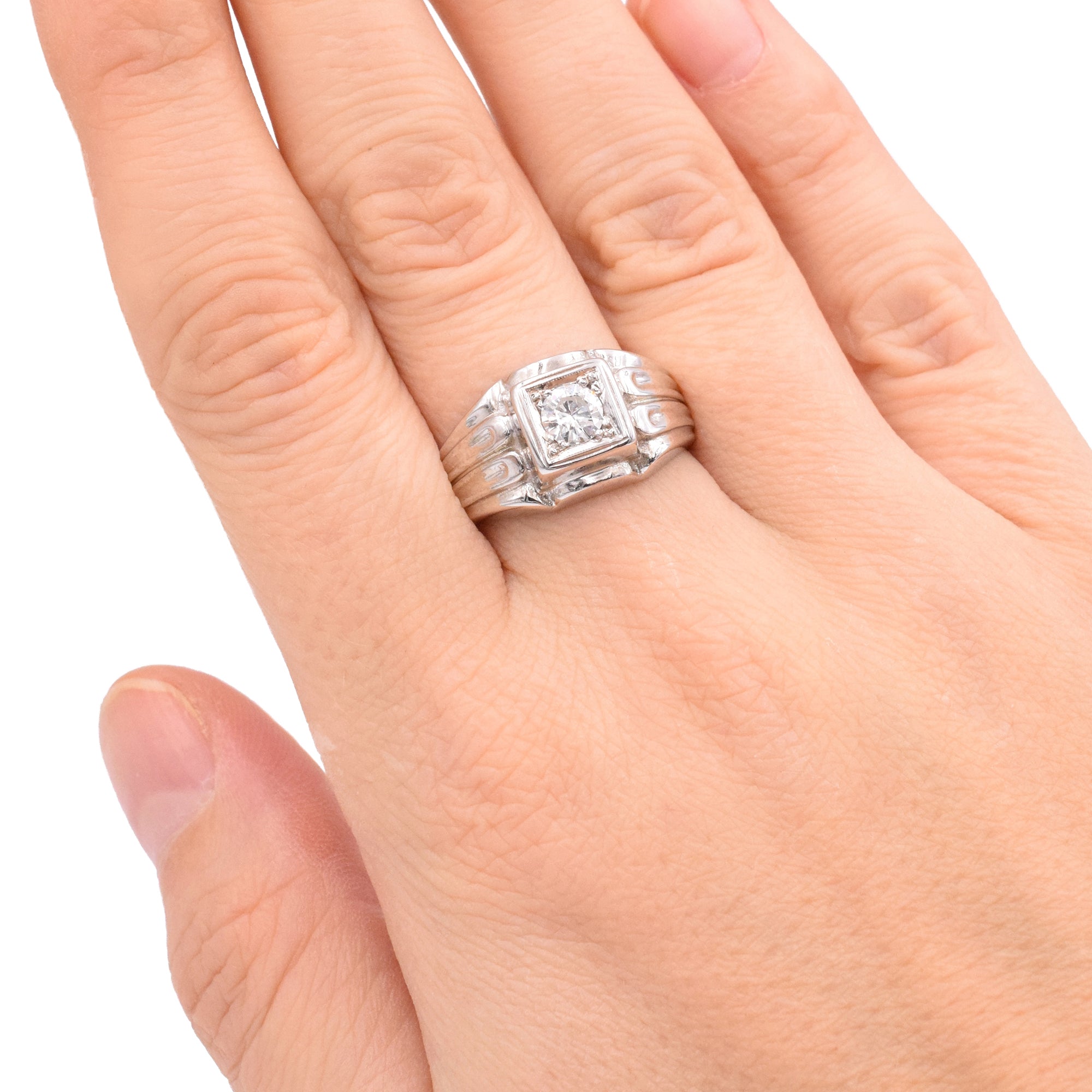 Men's Diamond RIng in 14k White Gold