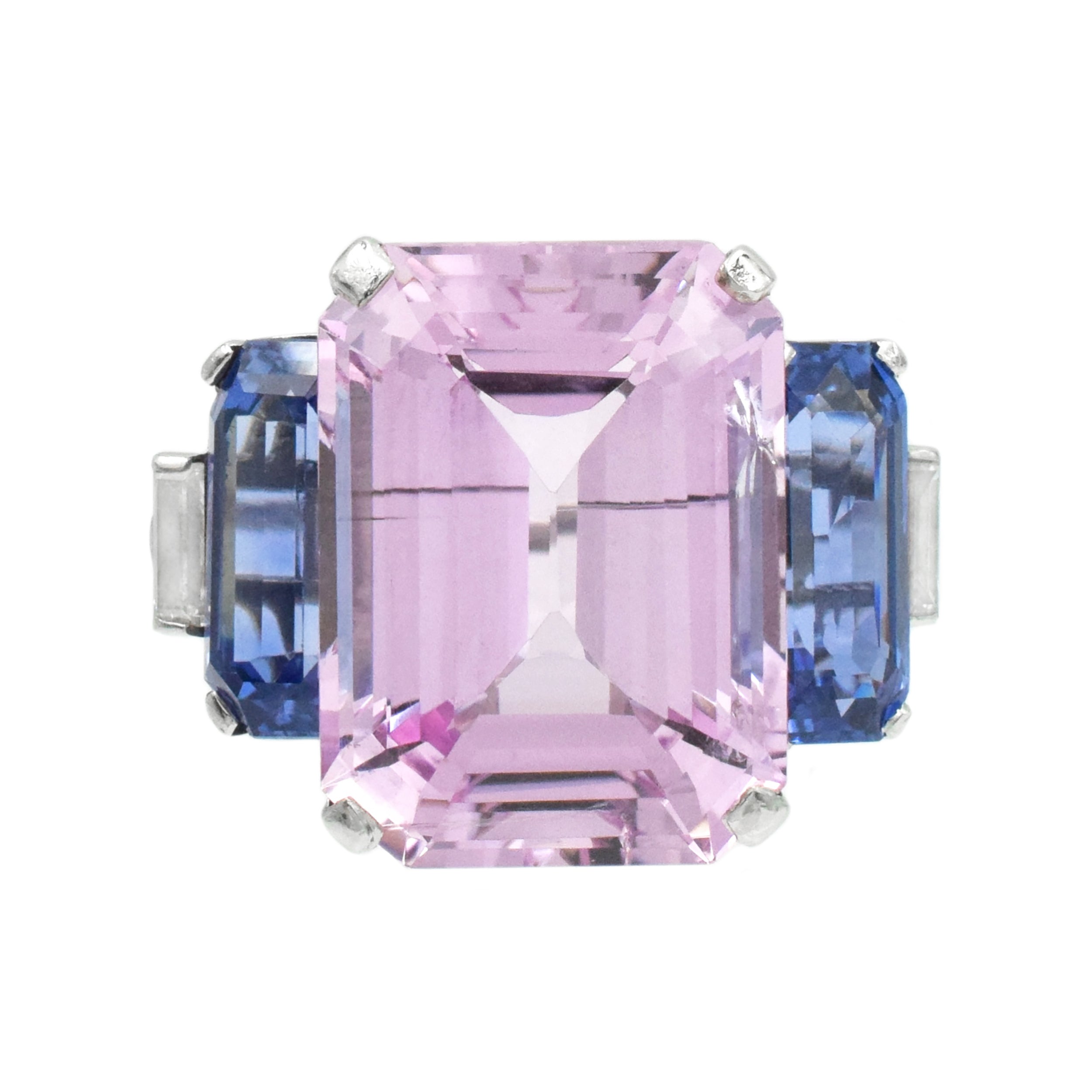 1980's Cartier Pink Topaz, Sapphire & Diamond Cocktail Ring In Platinum