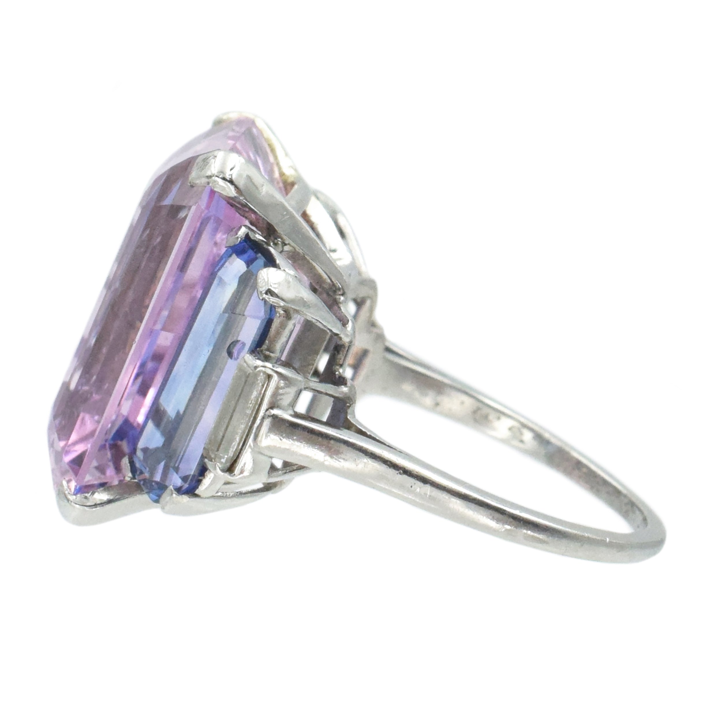 1980's Cartier Pink Topaz, Sapphire & Diamond Cocktail Ring In Platinum