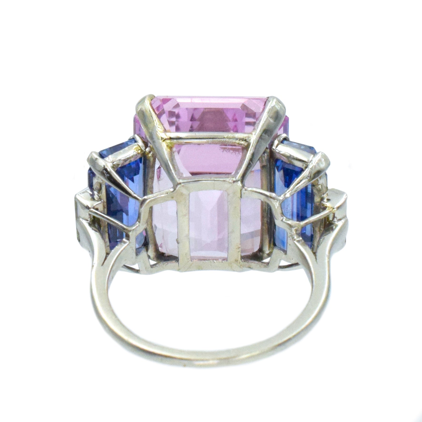 1980's Cartier Pink Topaz, Sapphire & Diamond Cocktail Ring In Platinum