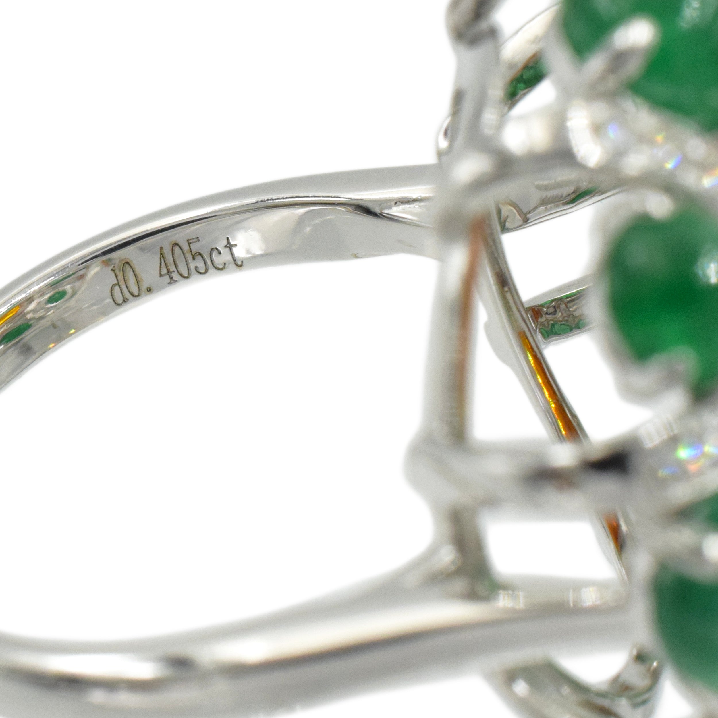 Orange Sapphire, Emerald & Diamond Ring