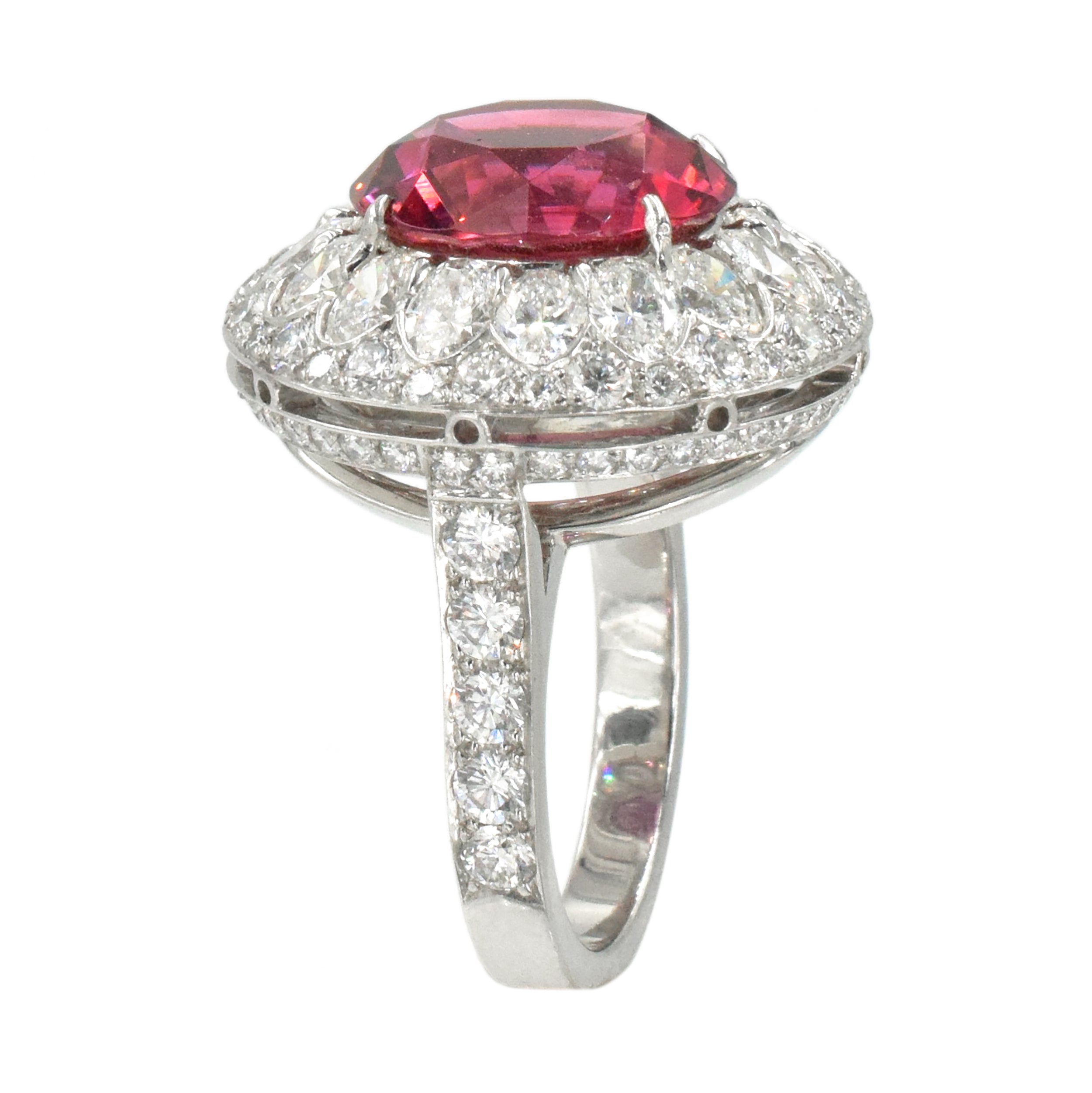 Exquisite 8ct Tourmaline & 5.50ct Diamond Ring In Platinum
