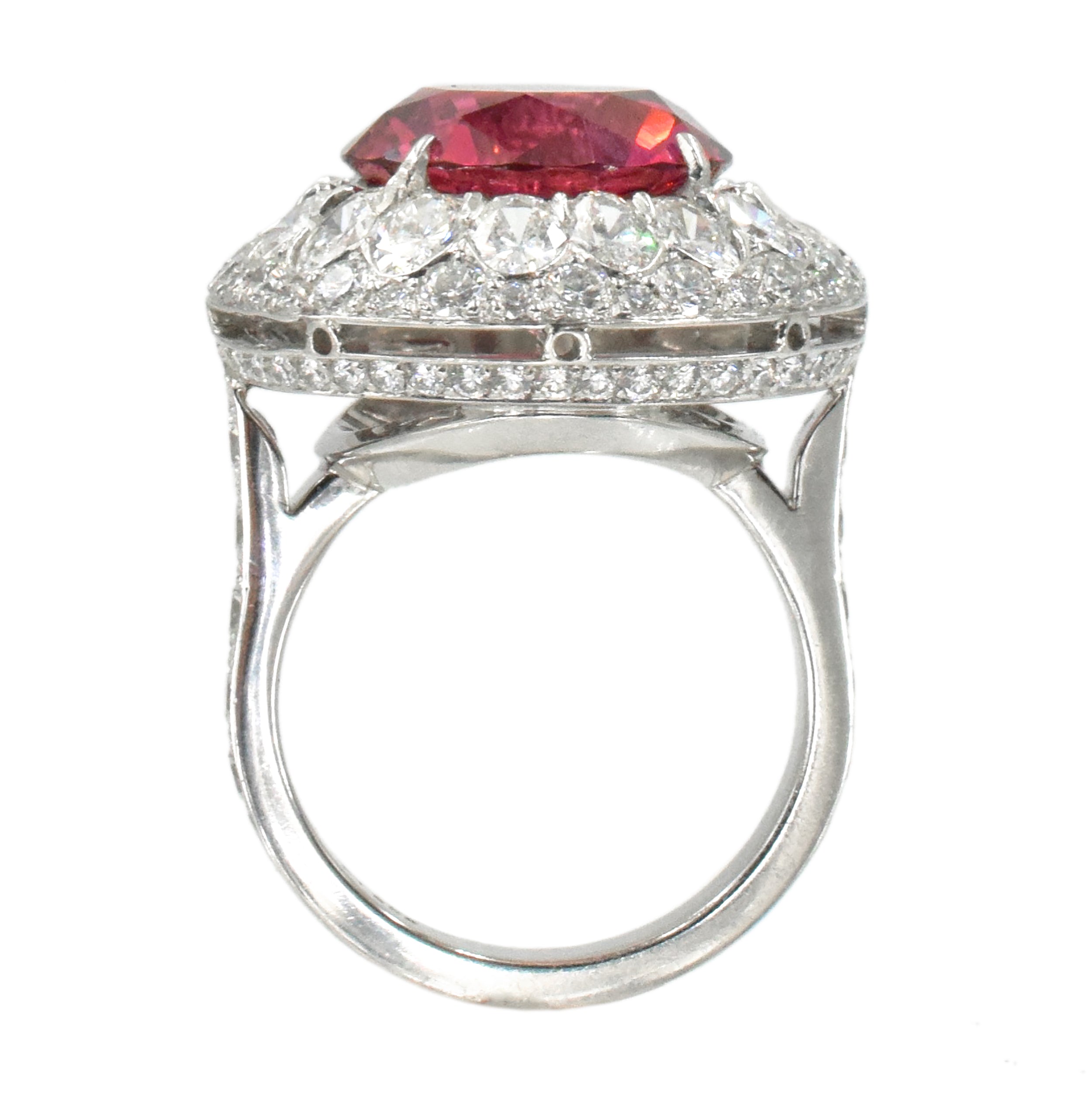 Exquisite 8ct Tourmaline & 5.50ct Diamond Ring In Platinum