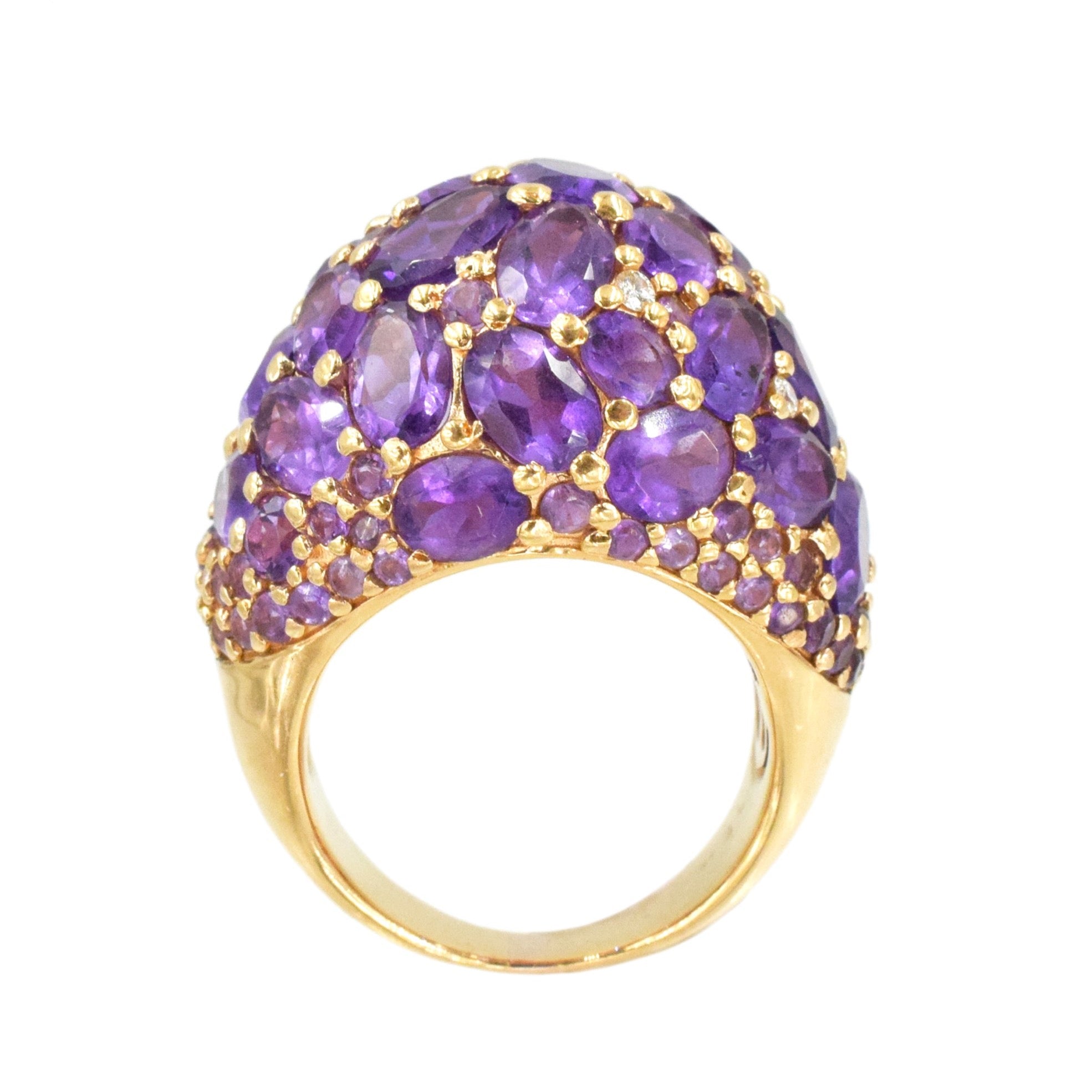 Amethyst & Diamond Cocktail Ring in 18k Rose Gold