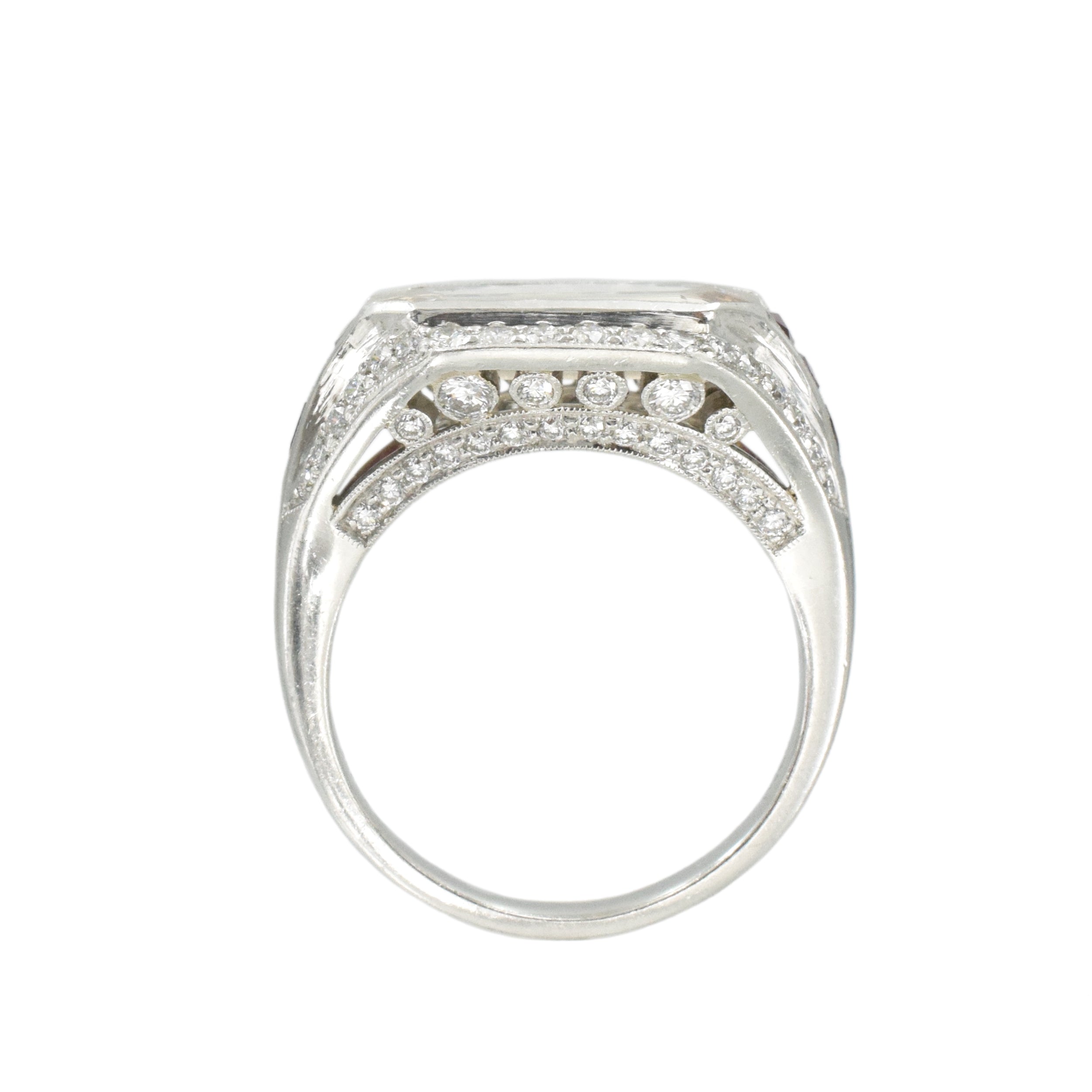 Art Deco Style 3.45ct Diamond & Ruby Ring in Platinum